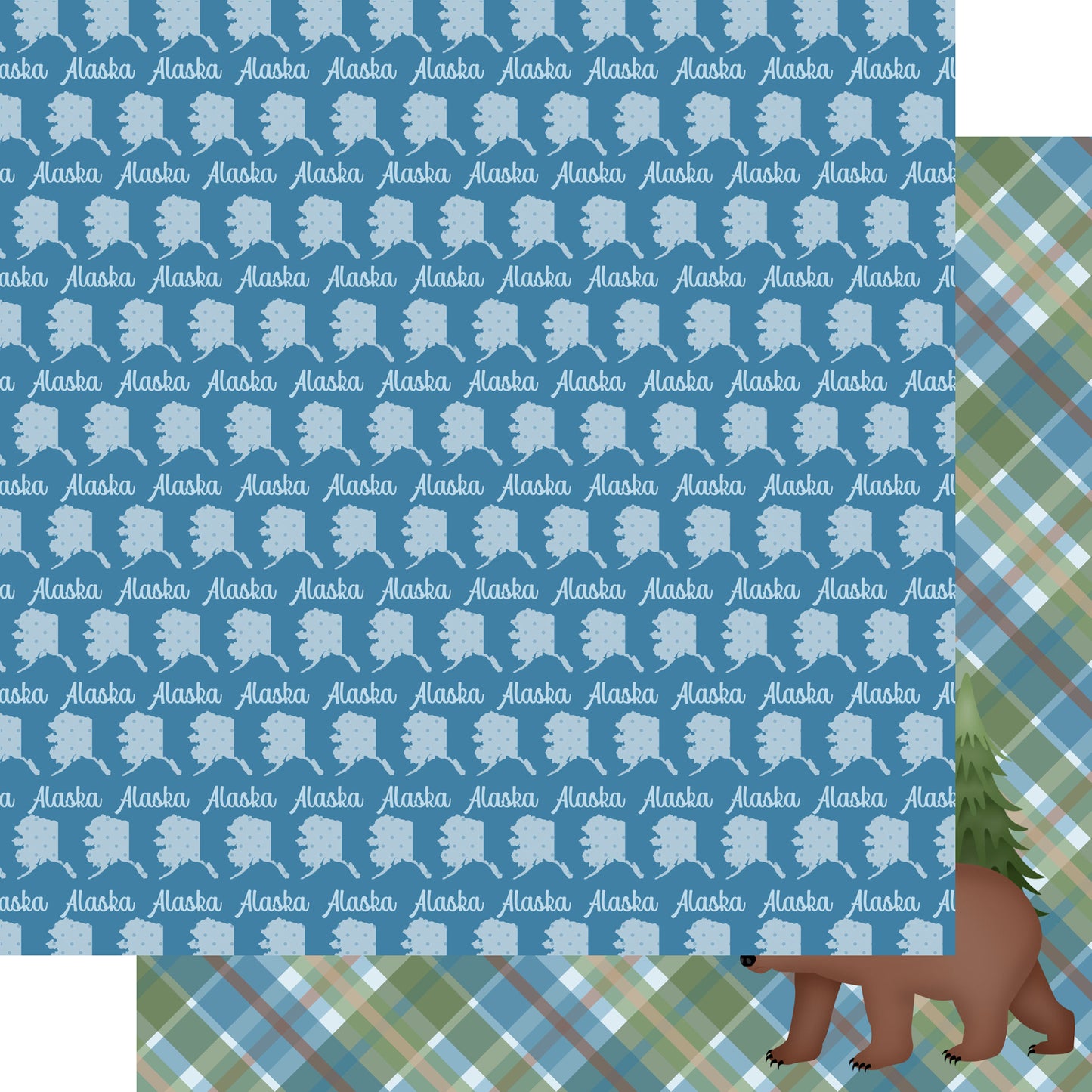 Alaska Collection Alaska State Shape 12 x 12 Double-Sided Scrapbook Paper by SSC Designs - 15 Pack