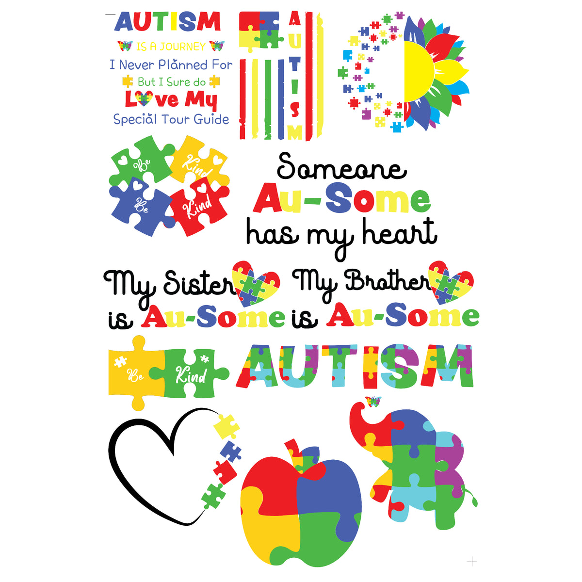 Autism Au-Some Collection Laser Cut Ephemera Embellishments - 3 Packs