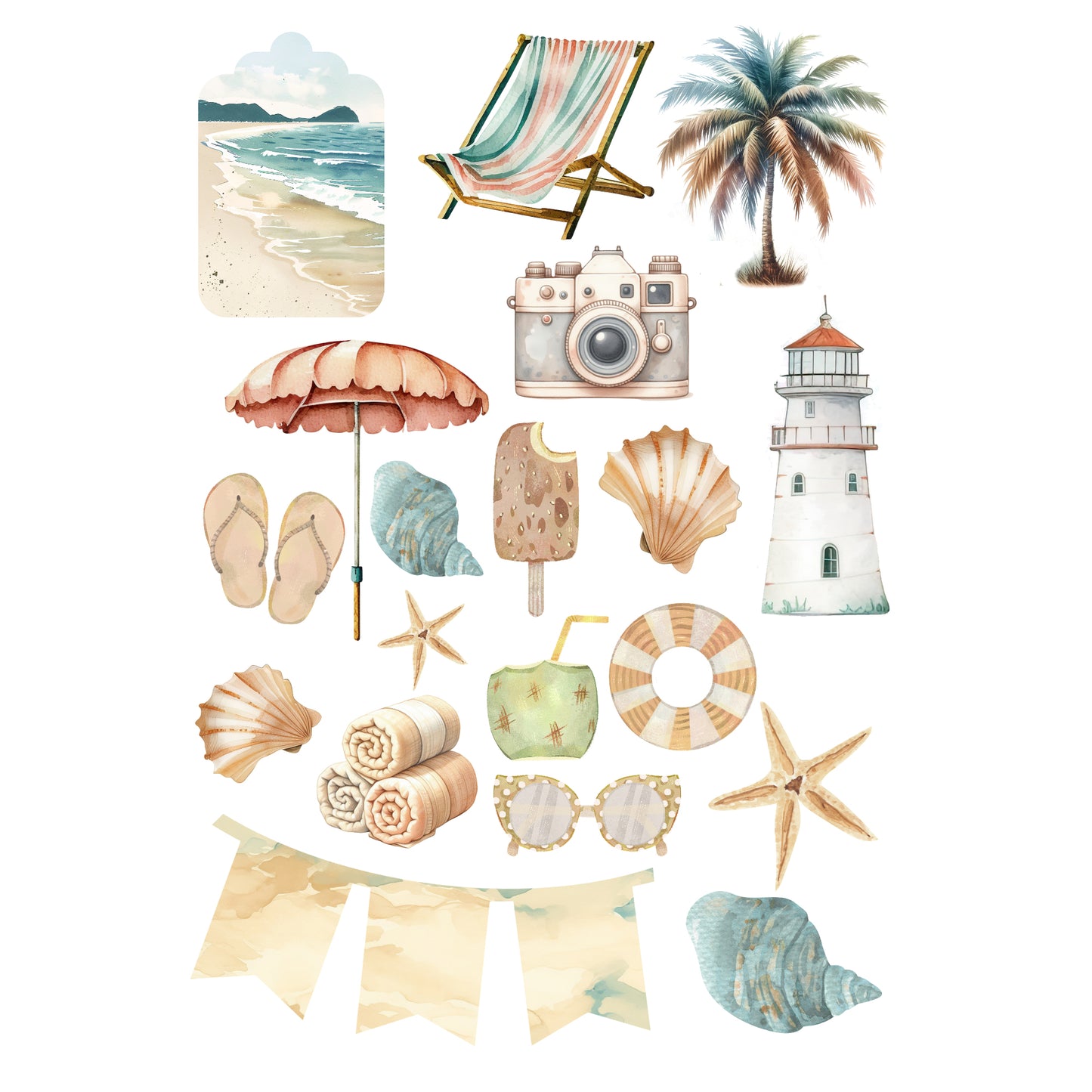 Beach Dreams Collection Laser Cut Scrapbook Ephemera Embellishments by SSC Designs - 3 Packs