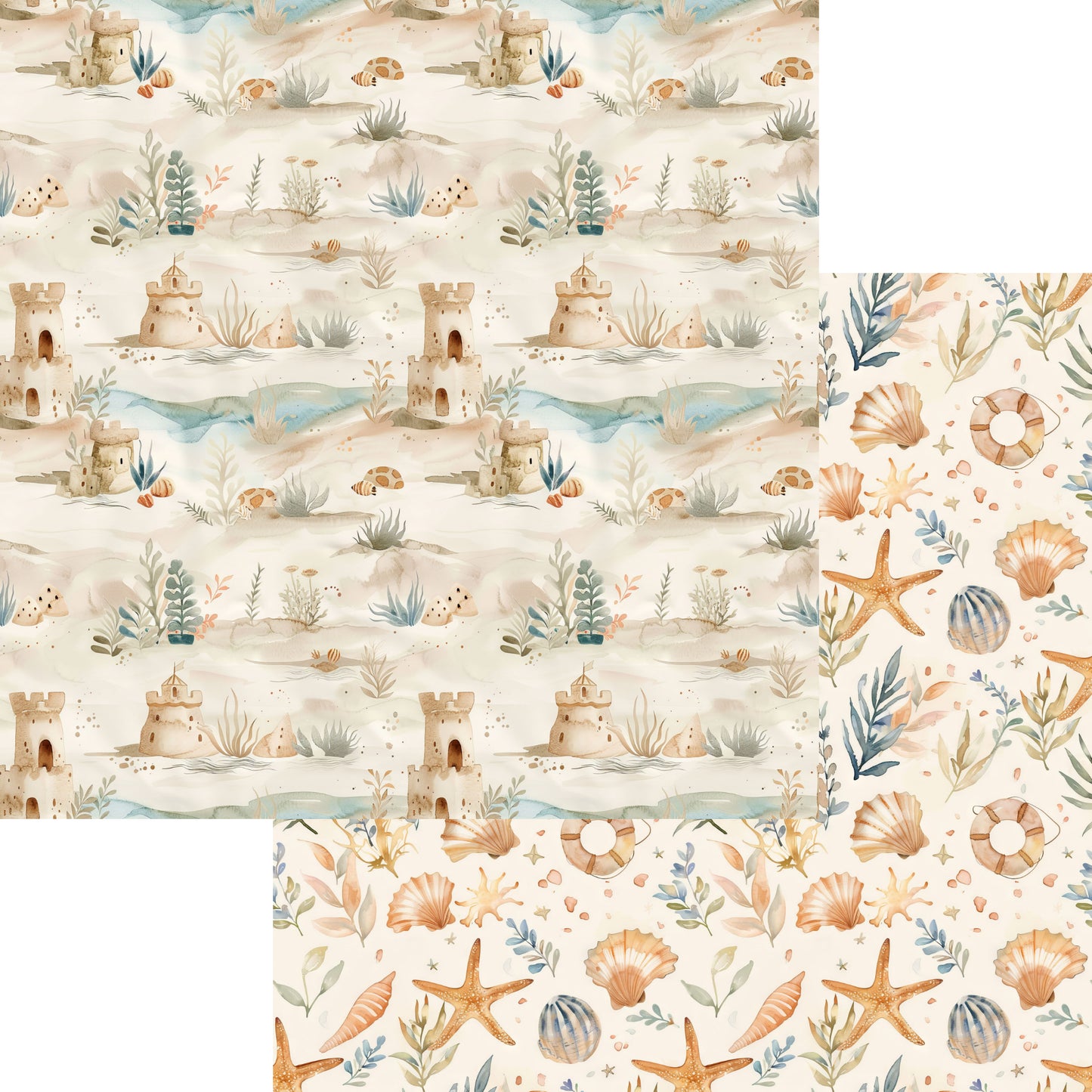 Beach Dreams Collection Sandcastles 12 x 12 Double-Sided Scrapbook Paper by SSC Designs - 15 Pack