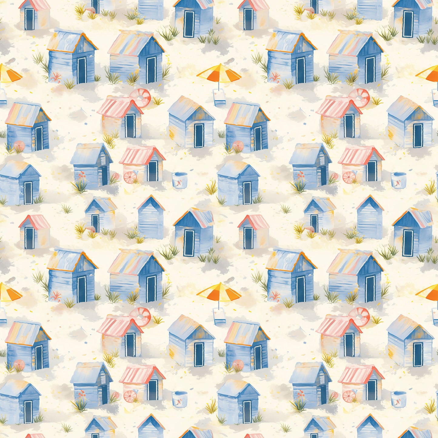 Beach Dreams Collection Beach Huts 12 x 12 Double-Sided Scrapbook Paper by SSC Designs - 15 Pack