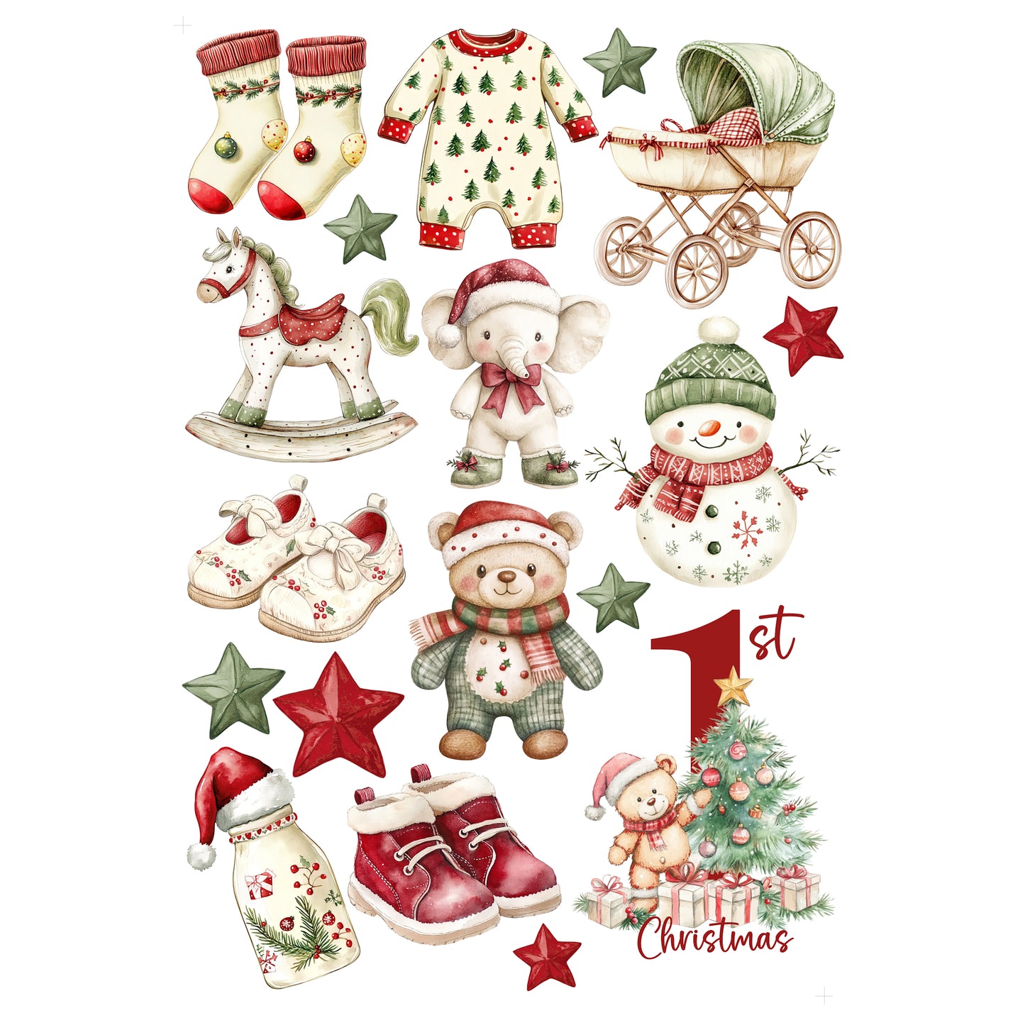 Baby's First Christmas Collection Laser Cut Scrapbook Ephemera Embellishments by SSC Designs - 3 Packs