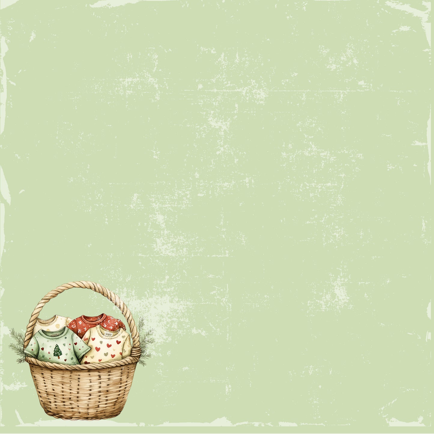 Baby's First Christmas Collection Christmas Laundry 12 x 12 Double-Sided Scrapbook Paper by SSC Designs - 15 Pack