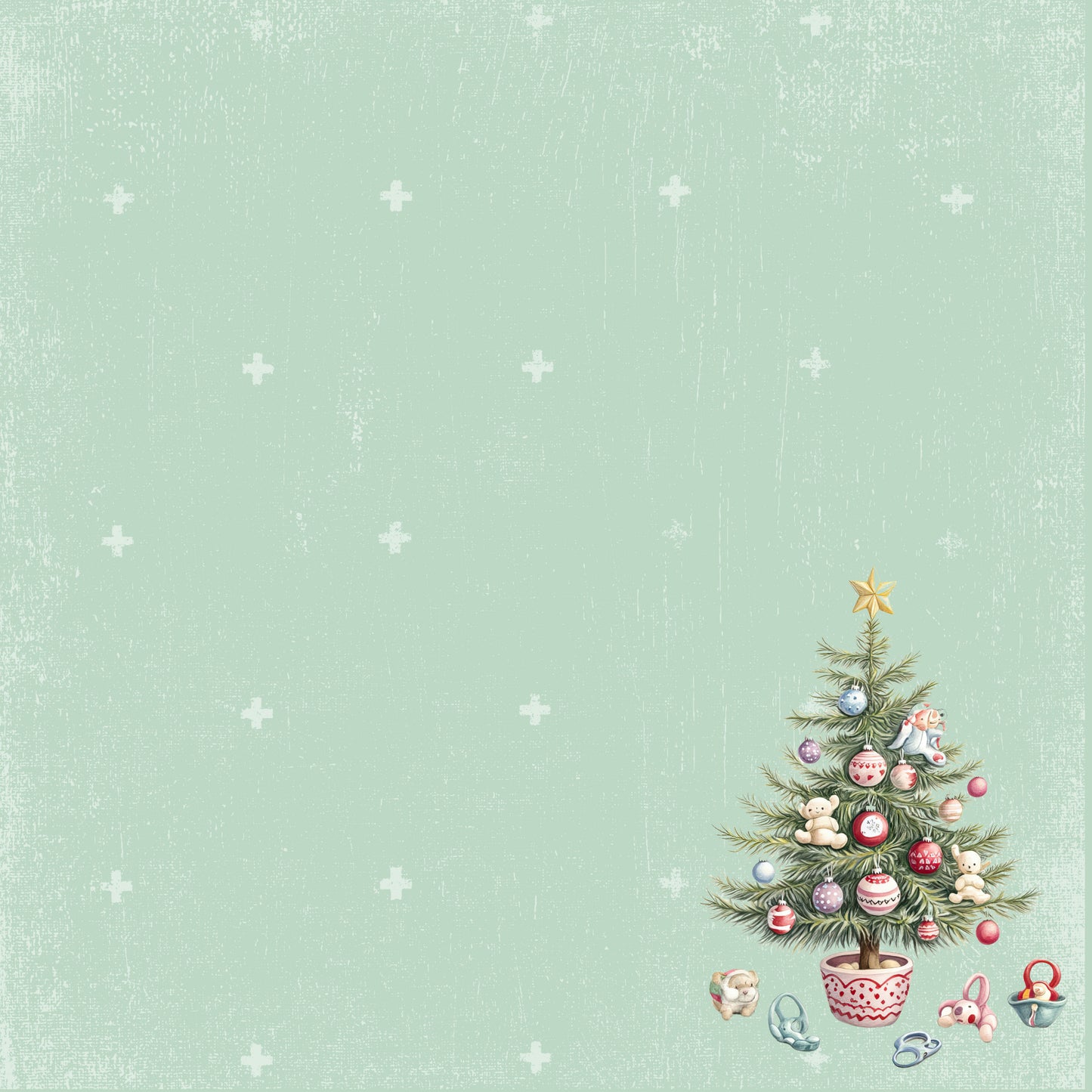 Baby's First Christmas Collection Baby First Christmas 12 x 12 Double-Sided Scrapbook Paper by SSC Designs - 15 Pack