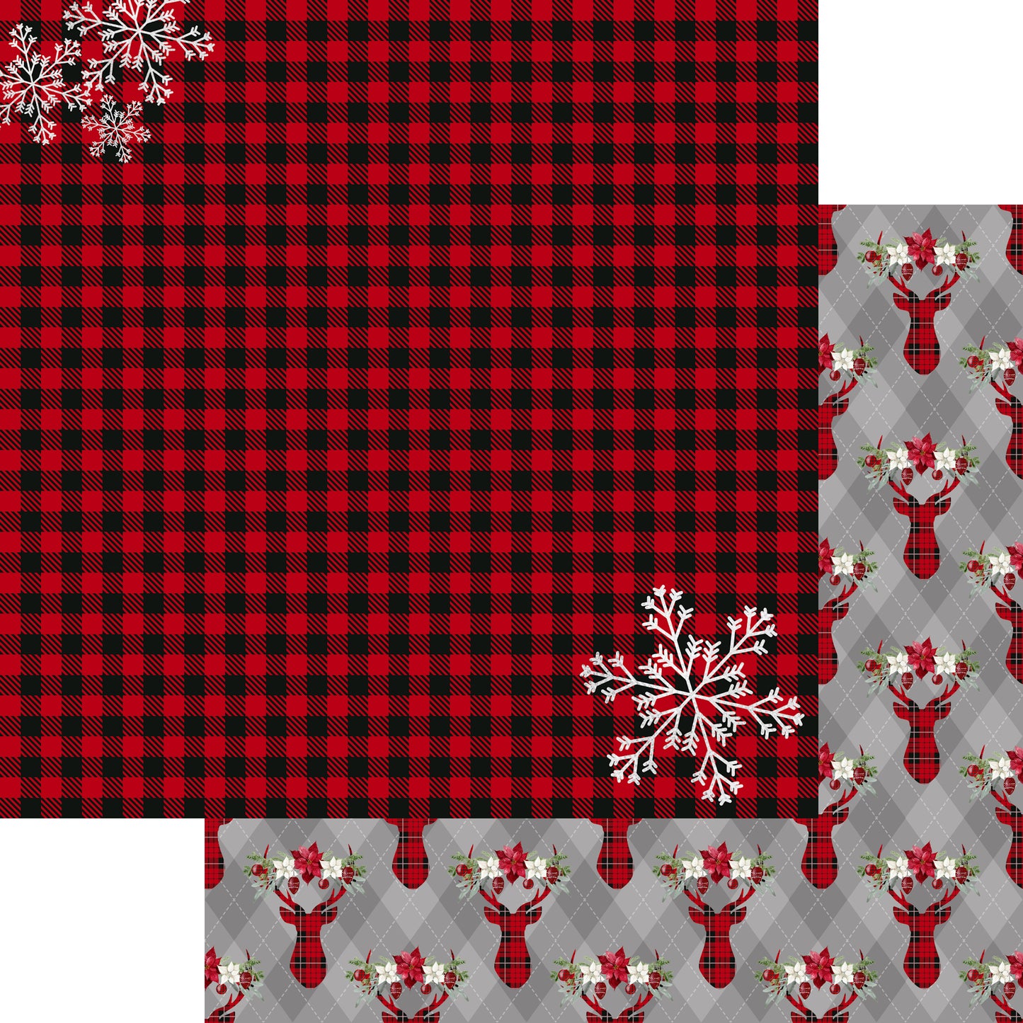 Buffalo Plaid Christmas 12 x 12 Scrapbook Paper Pack & Embellishment Kit - 3 Kits