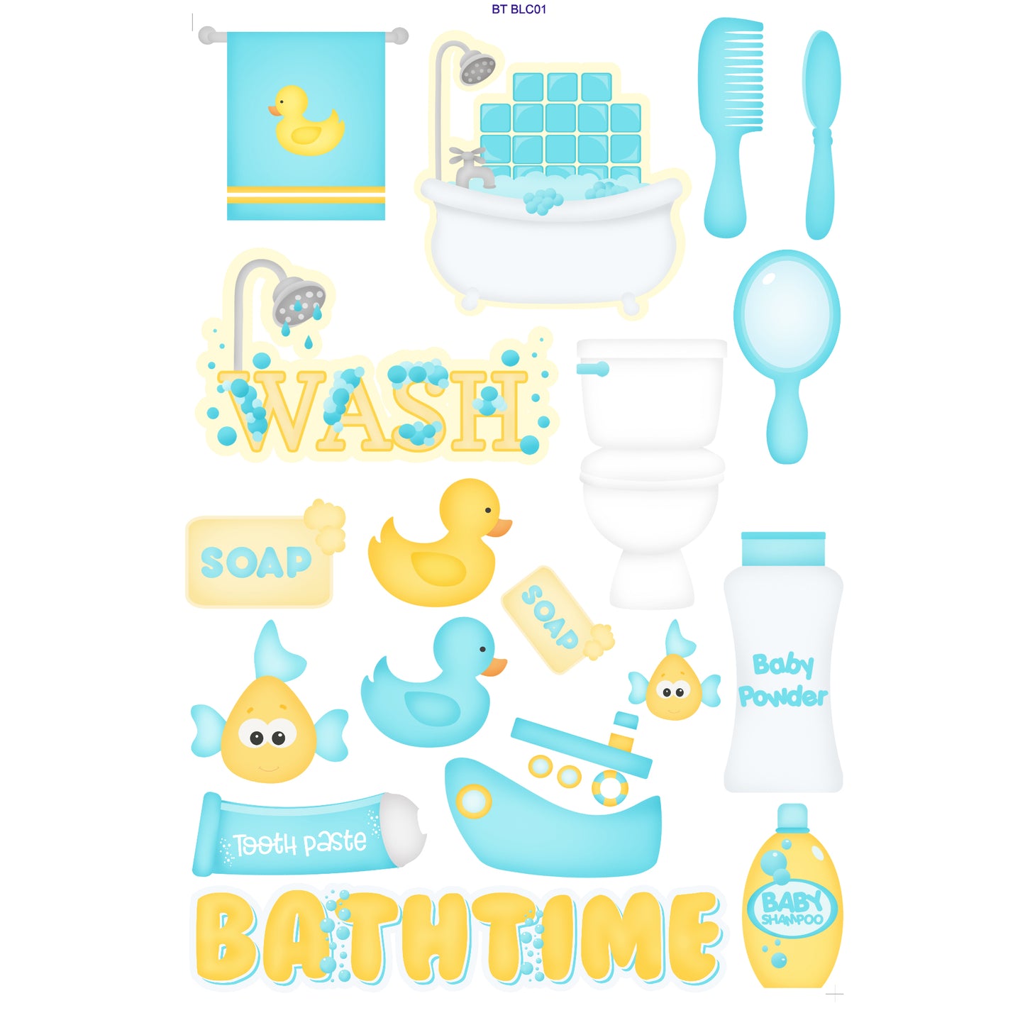 Bathtub Time Boy Laser Cut Ephemera Embellishments - 3 Packs