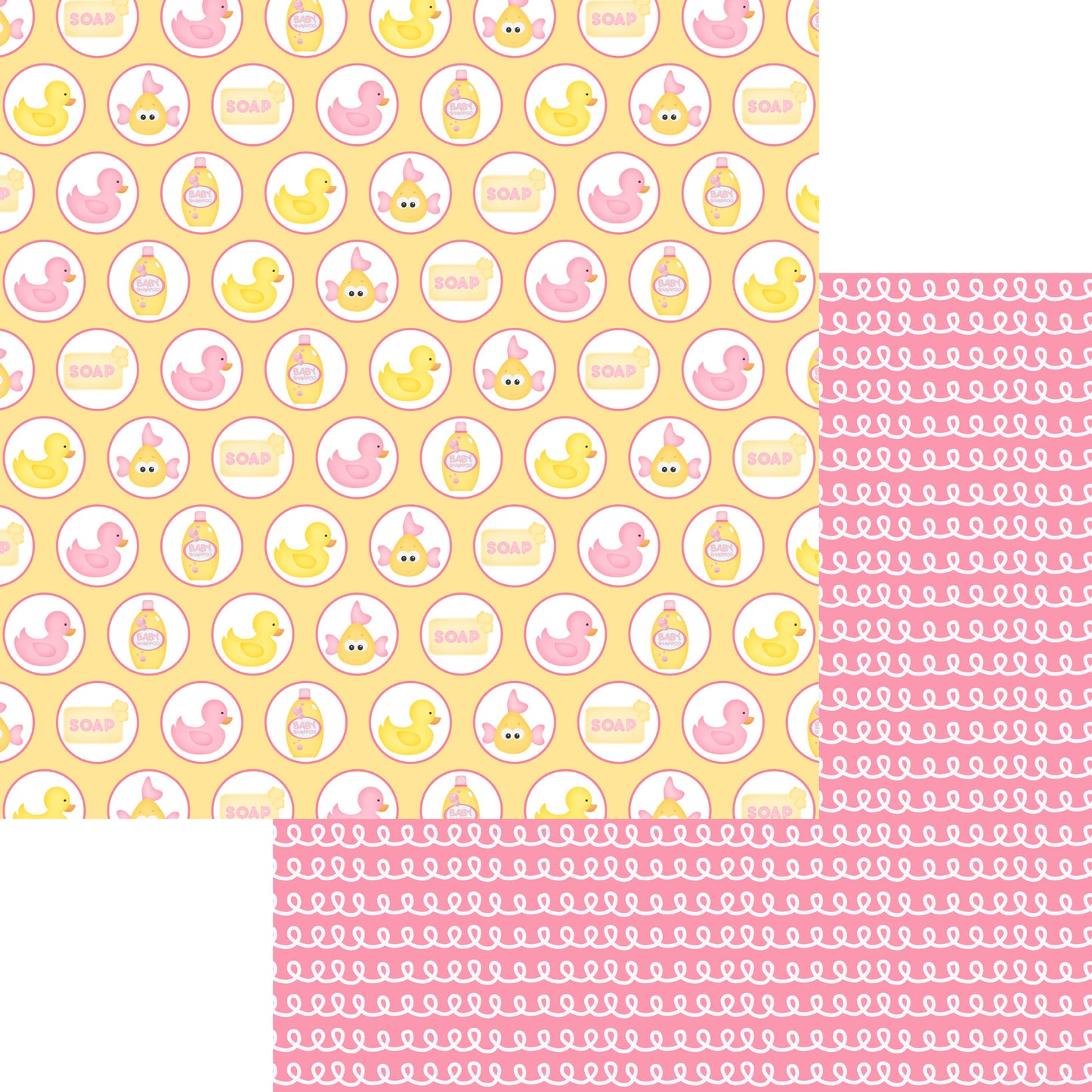 Bathtub Time Girl 12 x 12 Scrapbook Paper Pack & Embellishment Kit - 3 Kits
