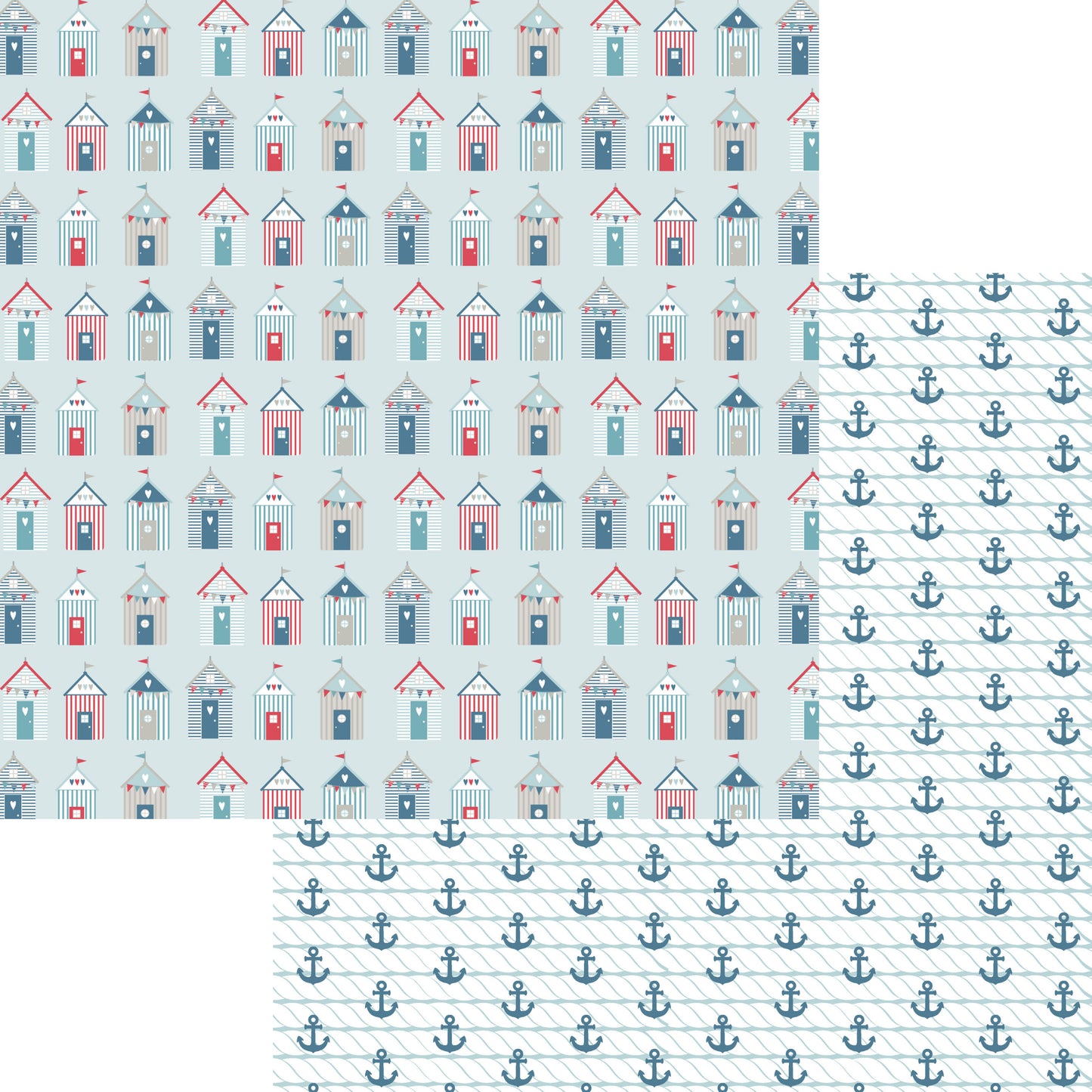 By The Sea Collection Beach Huts 12 x 12 Double-Sided Scrapbook Paper by SSC Designs - 15 Pack
