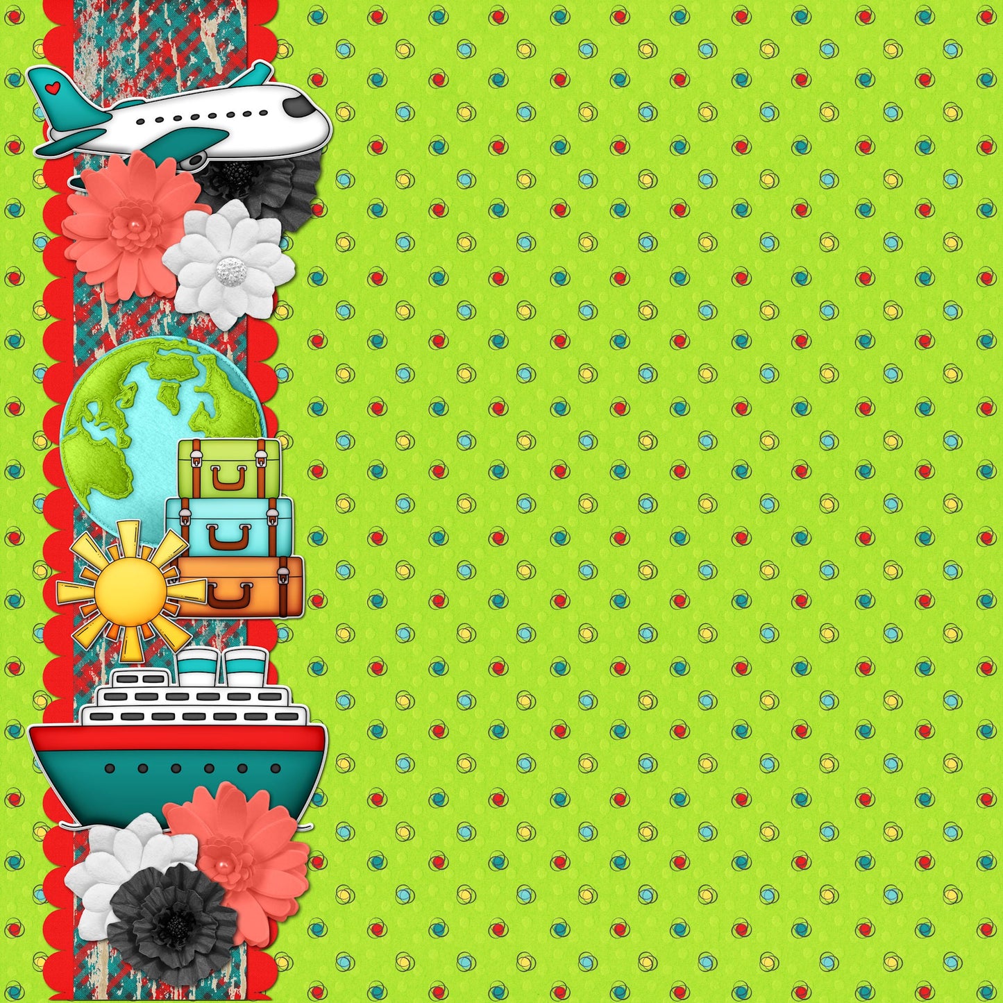 Bon Voyage Collection Fruity Drinks 12 x 12 Double-Sided Scrapbook Paper by SSC Designs