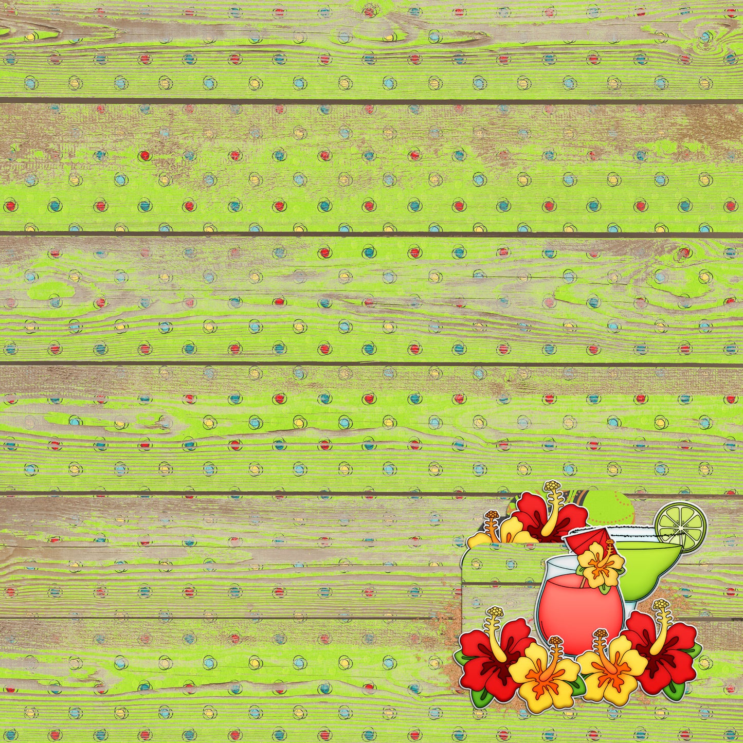 Bon Voyage Collection Fruity Drinks 12 x 12 Double-Sided Scrapbook Paper by SSC Designs - 15 Pack