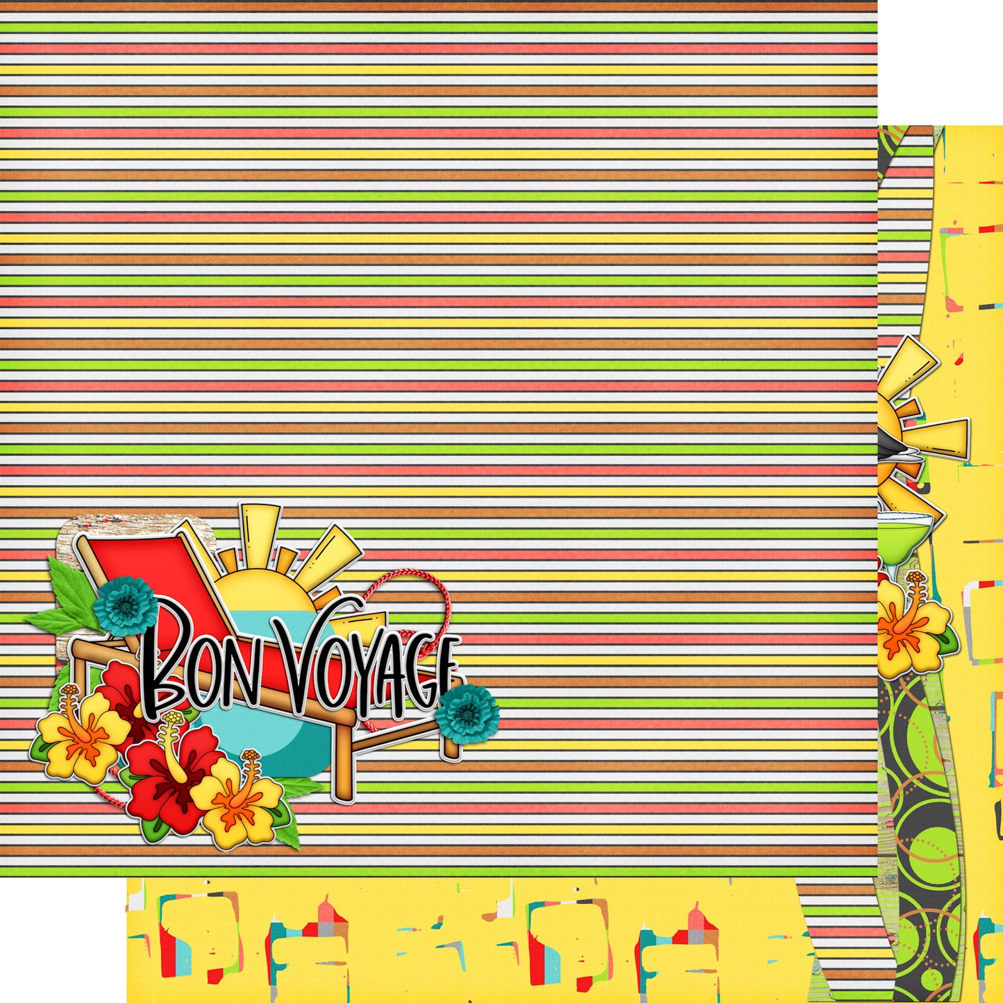 Bon Voyage Collection Relaxing In Paradise 12 x 12 Double-Sided Scrapbook Paper by SSC Designs - 15 Pack