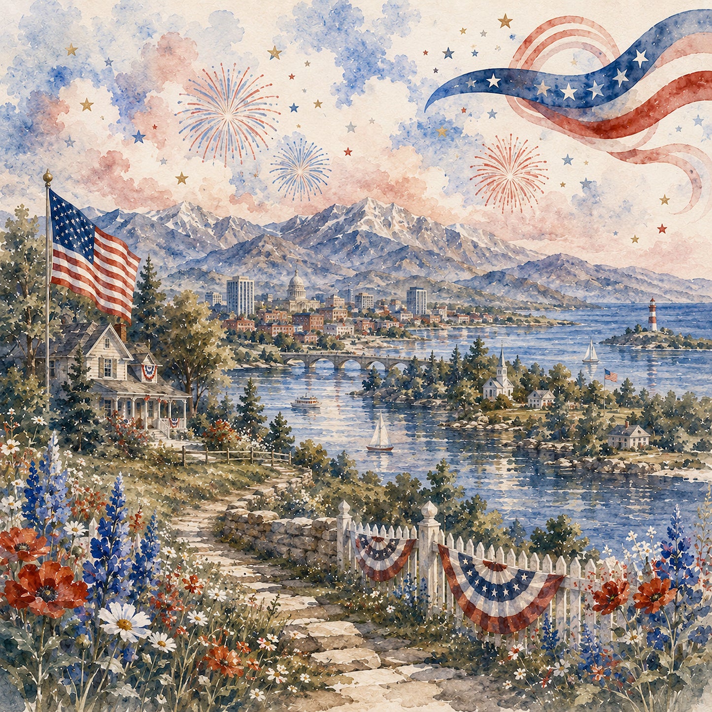 Celebrate America Collection America The Beautiful 12 x 12 Double-Sided Scrapbook Paper by SSC Designs - 15 Pack