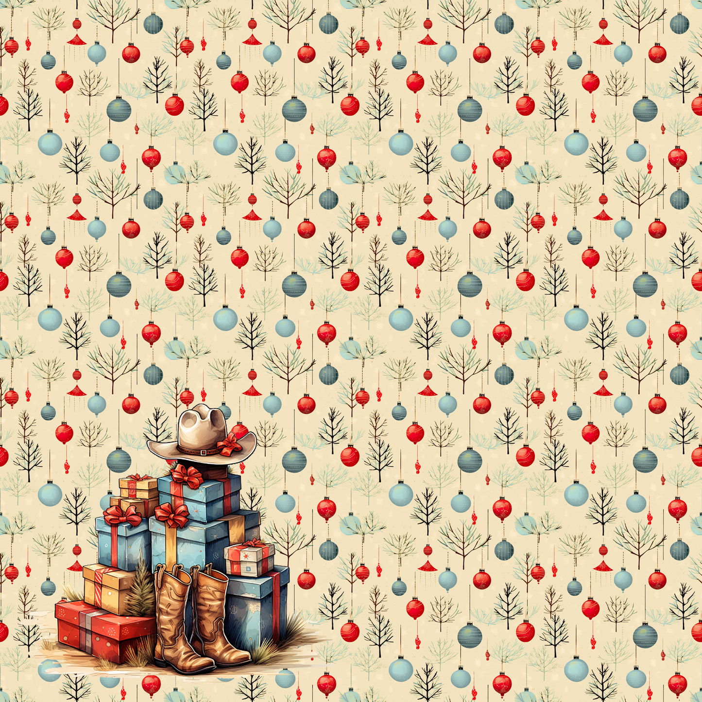 Cowboy Christmas Collection Cowboy Gifts 12 x 12 Double-Sided Scrapbook Paper by SSC Designs