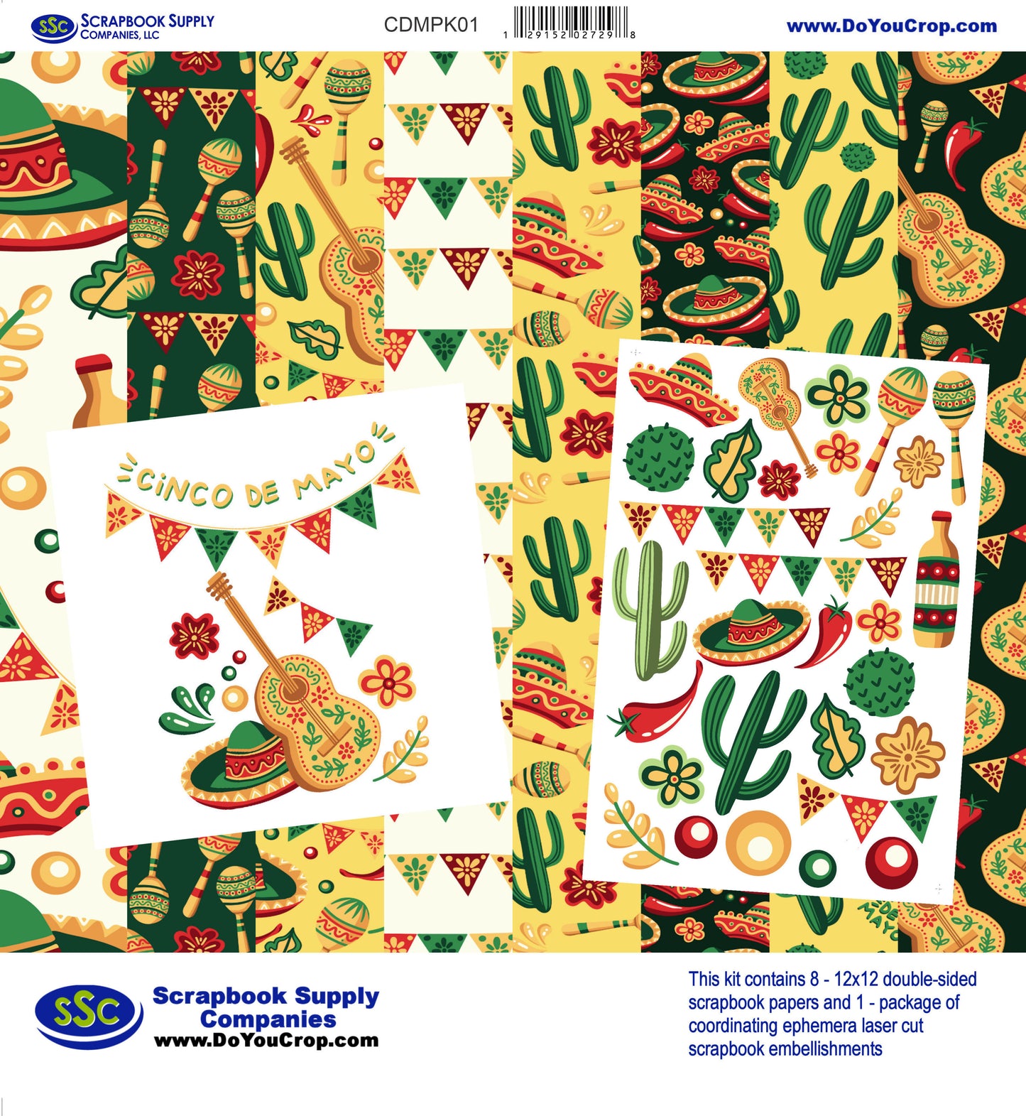 Cinco De Mayo 12 x 12 Scrapbook Paper & Embellishment Kit by SSC Designs - 3 Kits