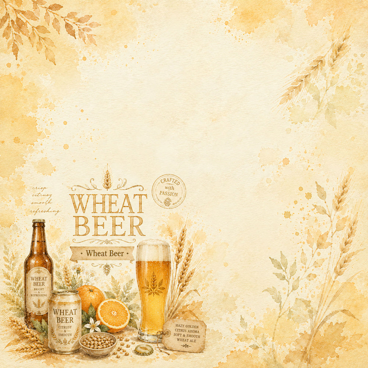 Craft Beer Collection Wheat Beer 12 x 12 Double-Sided Scrapbook Paper by SSC Designs - 15 Pack