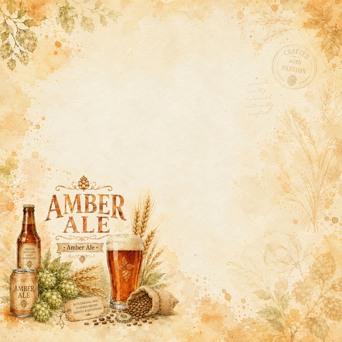 Craft Beer Collection Amber Ale 12 x 12 Double-Sided Scrapbook Paper by SSC Designs - 15 Pack