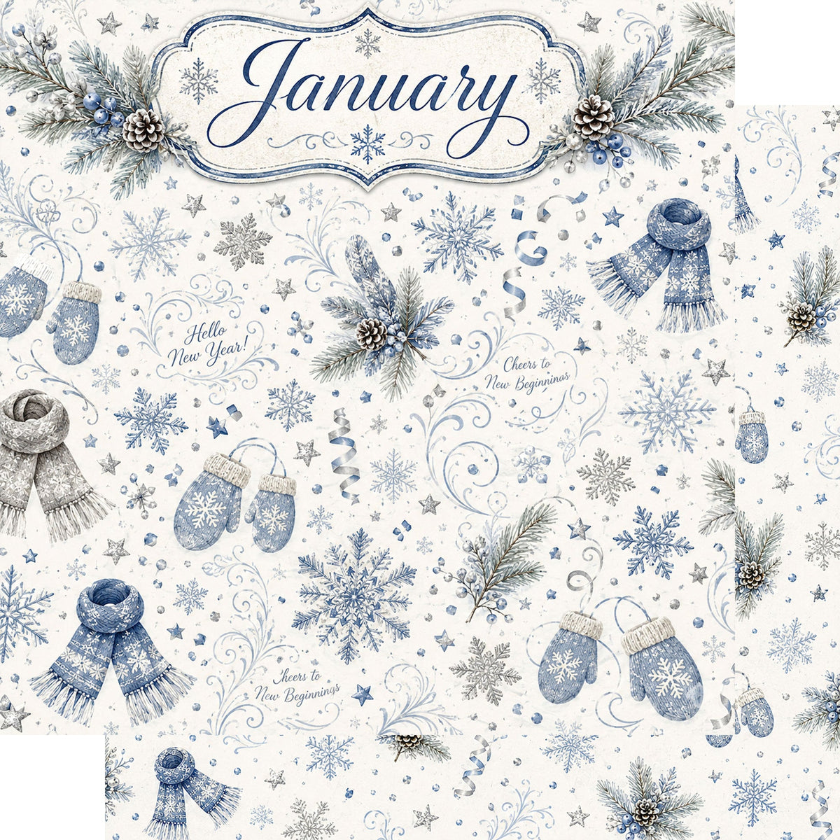 Creative Calendar Memories Collection January 12x12 Double-Sided Scrapbook Paper by SSC Designs - 15 Pack