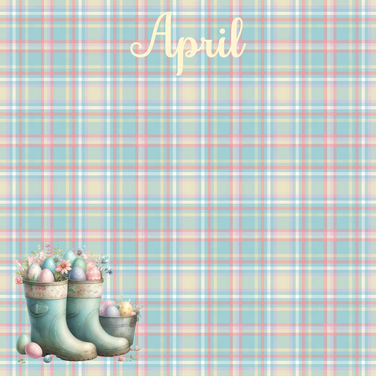 Calendar Memories Collection April 12 x 12 Double-Sided Scrapbook Paper by SSC Designs