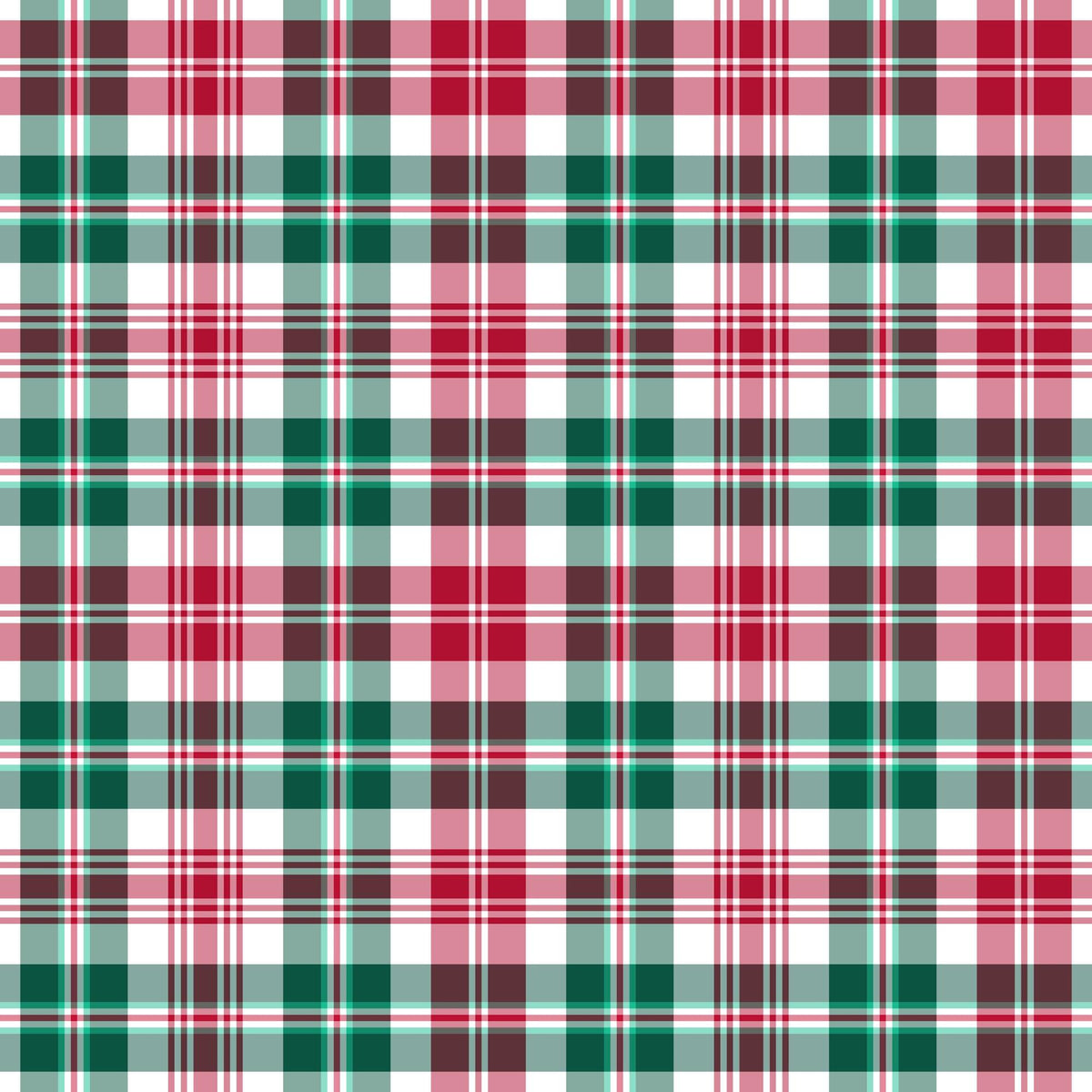 Christmas Patterns Collection Plaid Green 12 x 12 Double-Sided Scrapbook Paper by SSC Designs