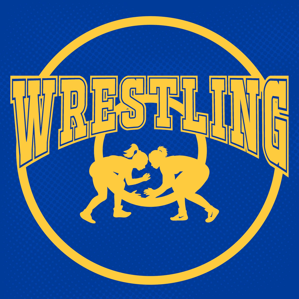 Female Wrestling Blue Gold On The Mat 12 x 12 Double-Sided Scrapbook Paper by SSC Designs - 15 Pack