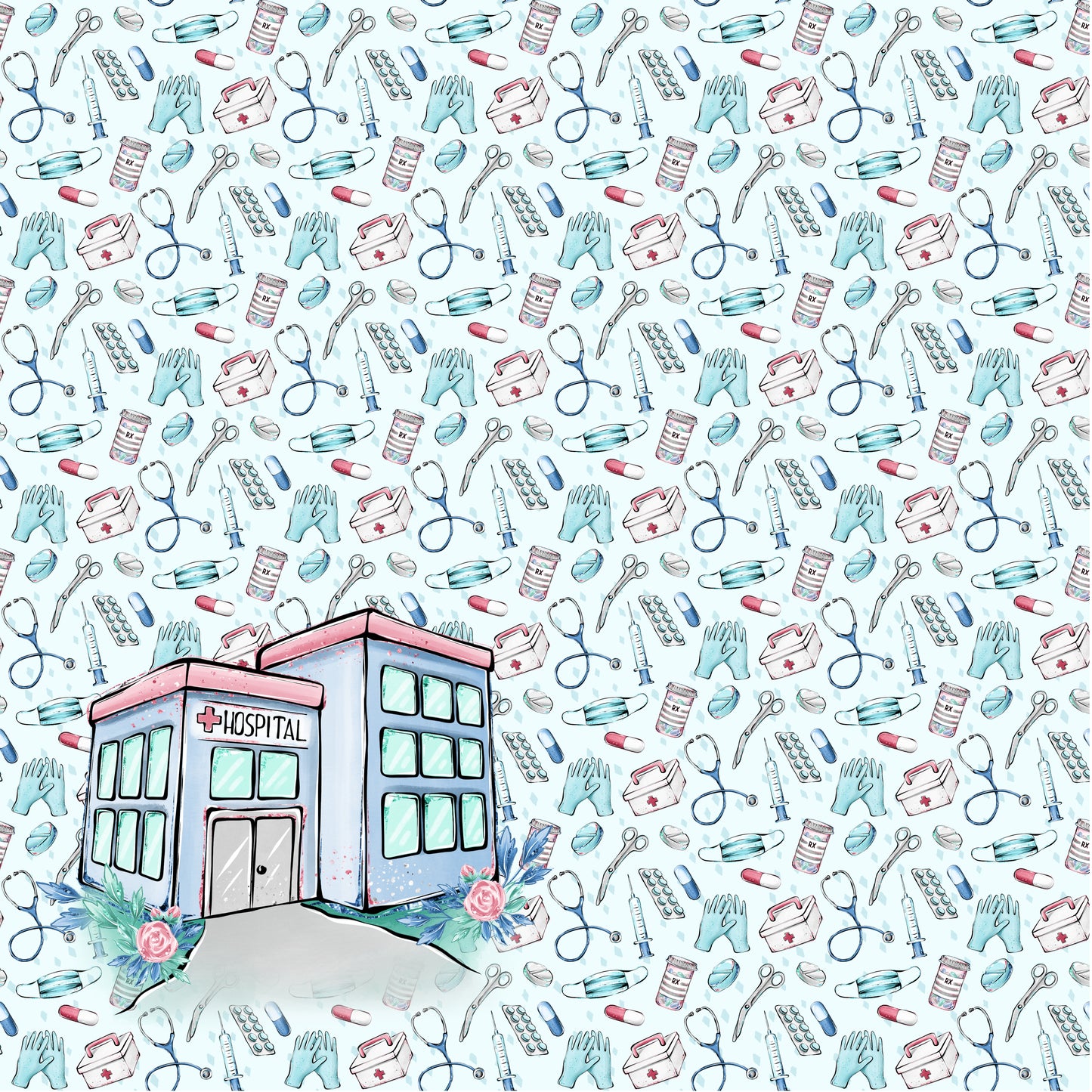 Phantasia Design's Doctors & Nurses Collection To The Hospital 12 x 12 Double-Sided Scrapbook Paper - 15 Pack