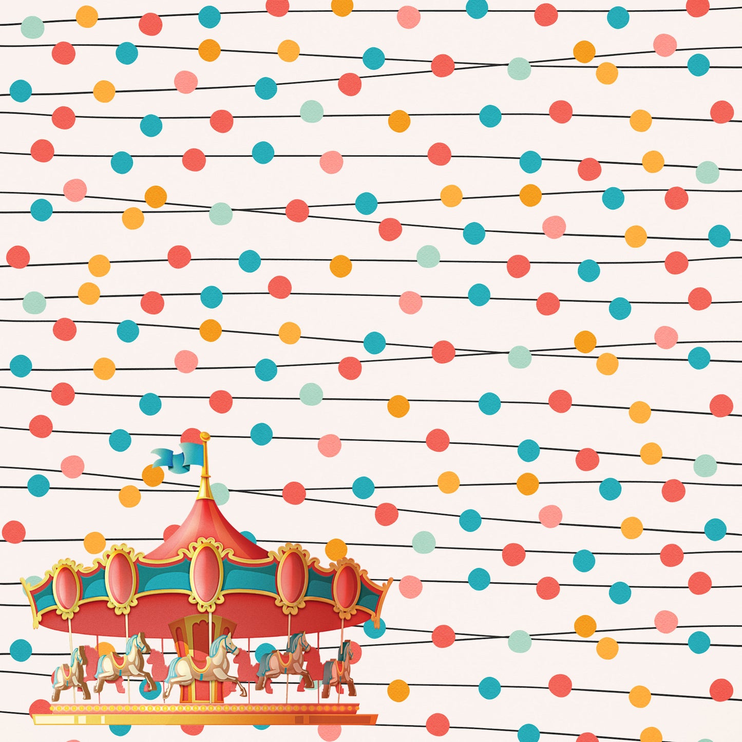 Fun At The Fair Collection Carousel Dreams 12 x 12 Double-Sided Scrapbook Paper by SSC Designs - 15 Pack