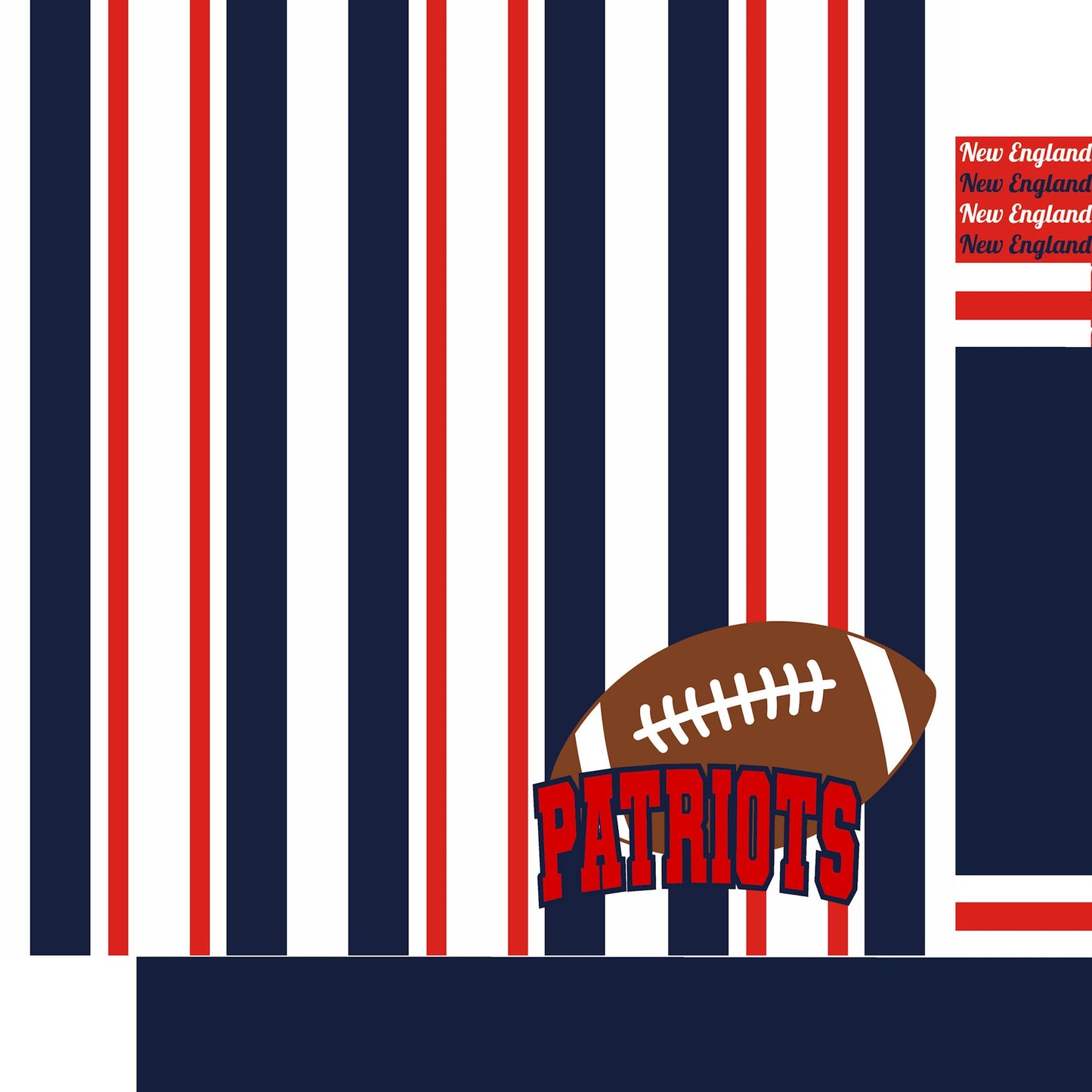 Football Season Collection Patriots Sporty Stripes 12 x 12 Double-Sided Scrapbook Paper by SSC Designs