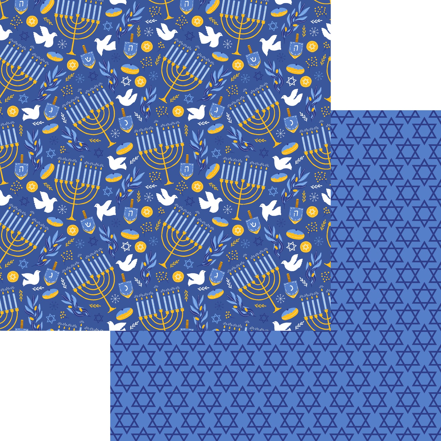 Festival of Lights Collection Menorah 12 x 12 Double-Sided Scrapbook Paper by SSC Designs - 15 Pack