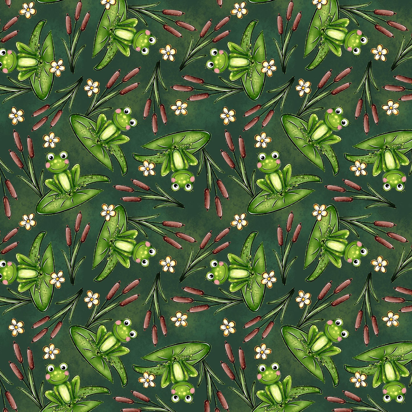 Phantasia Design's Frogs In The Morass Collection Frogs & Cattails 12 x 12 Double-Sided Scrapbook Paper - 15 Pack