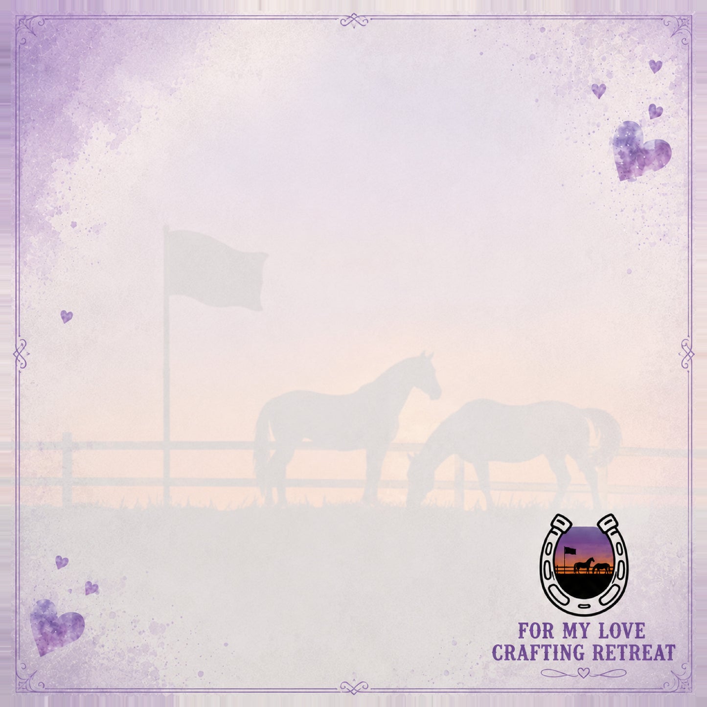 For My Love Crafting Retreat Faded Horses 12 x 12 Double-Sided Scrapbook Paper by SSC Designs