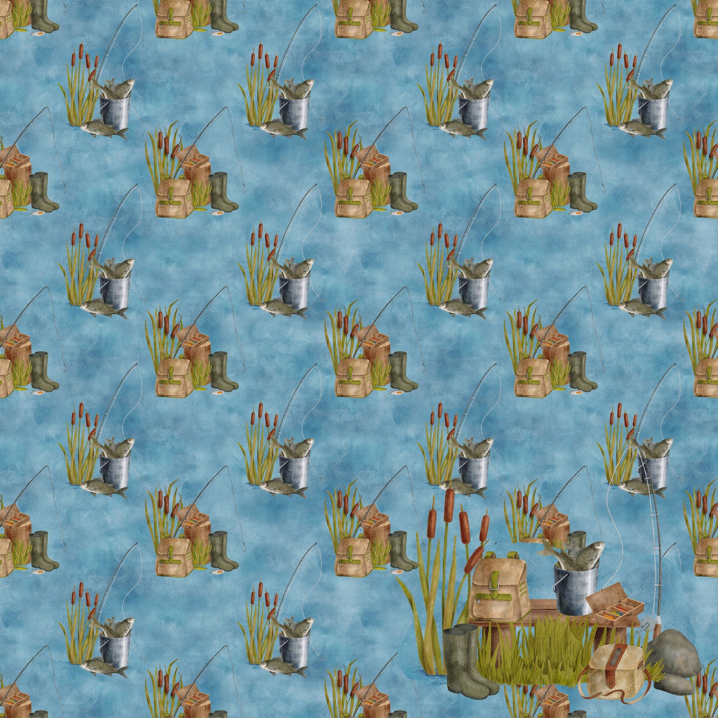 Fish Tales Collection Keepin' It Reel 12 x 12 Double-Sided Scrapbook Paper by SSC Designs - 15 Pack