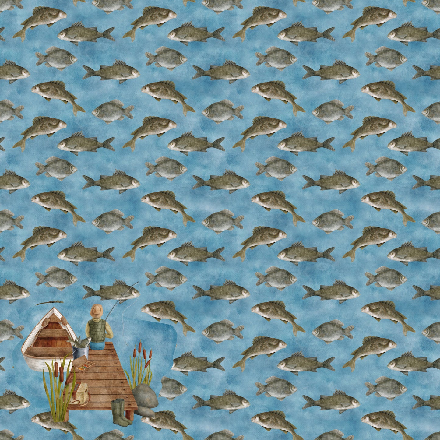 Fish Tales Collection A Bit Fishy To Me 12 x 12 Double-Sided Scrapbook Paper by SSC Designs - 15 Pack