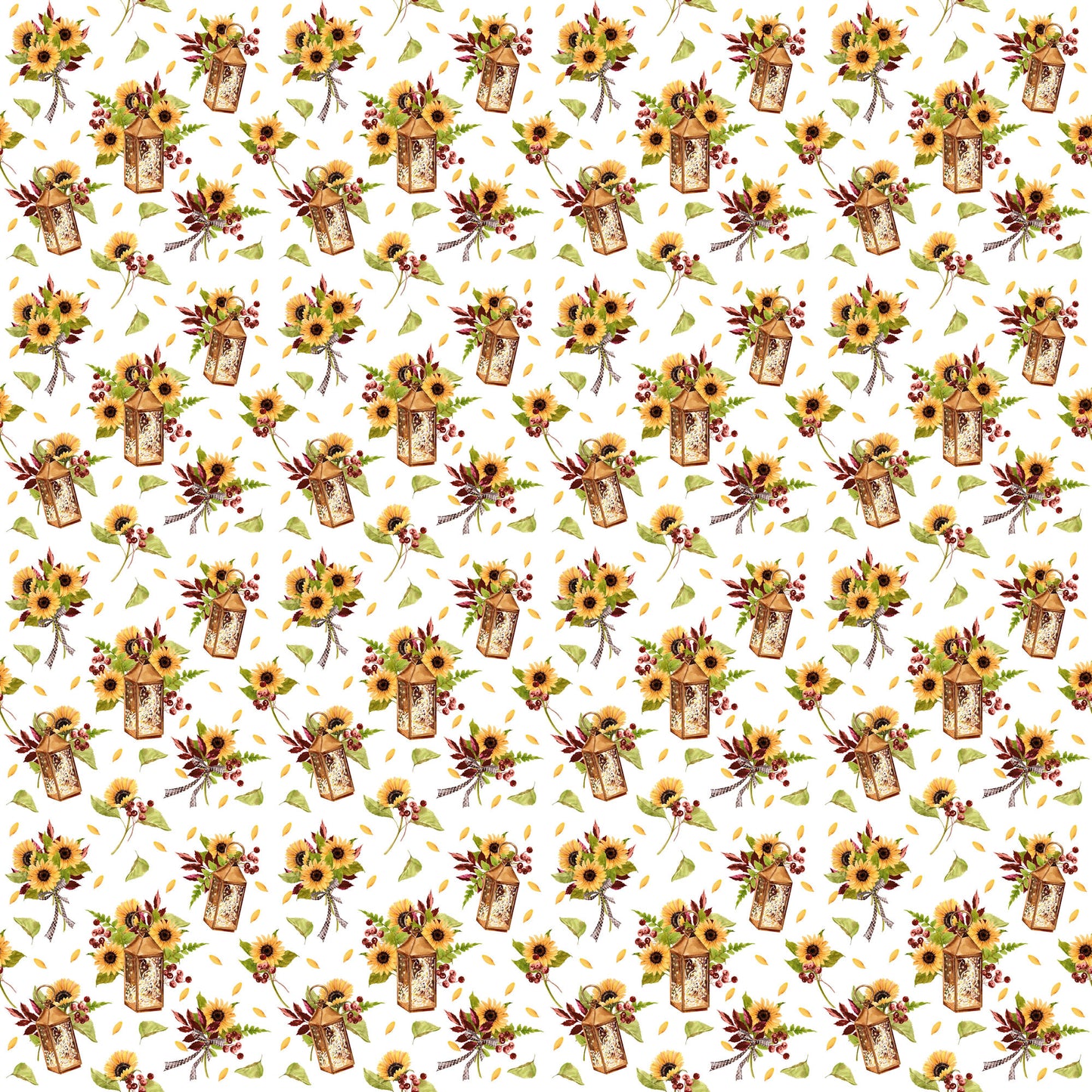 Favorite Fall Collection Sunflower Lanterns 12 x 12 Double-Sided Scrapbook Paper by SSC Designs - 15 Pack
