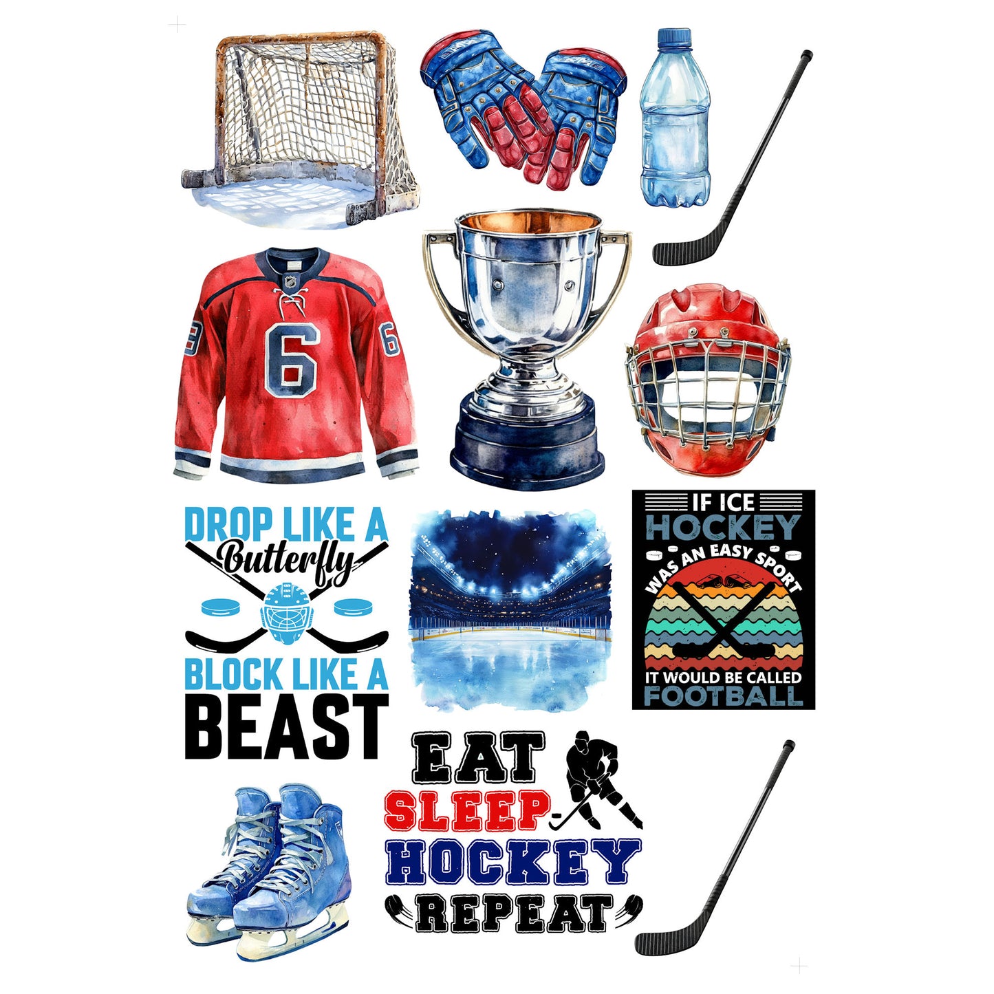 Go Big Sports Collection Hockey Laser Cut Scrapbook Ephemera Embellishments by SSC Designs - 3 Packs
