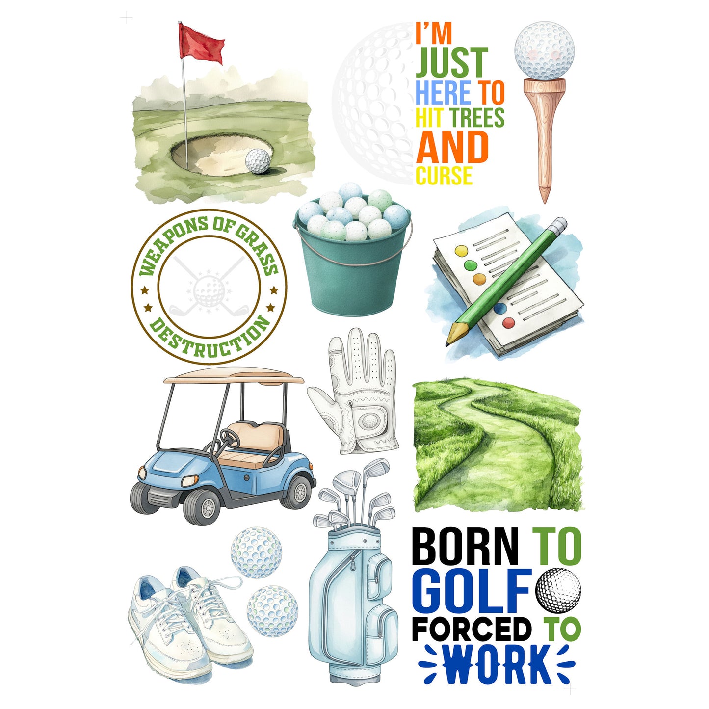 Go Big Sports Collection Golf Laser Cut Scrapbook Ephemera Embellishments by SSC Designs - 3 Packs