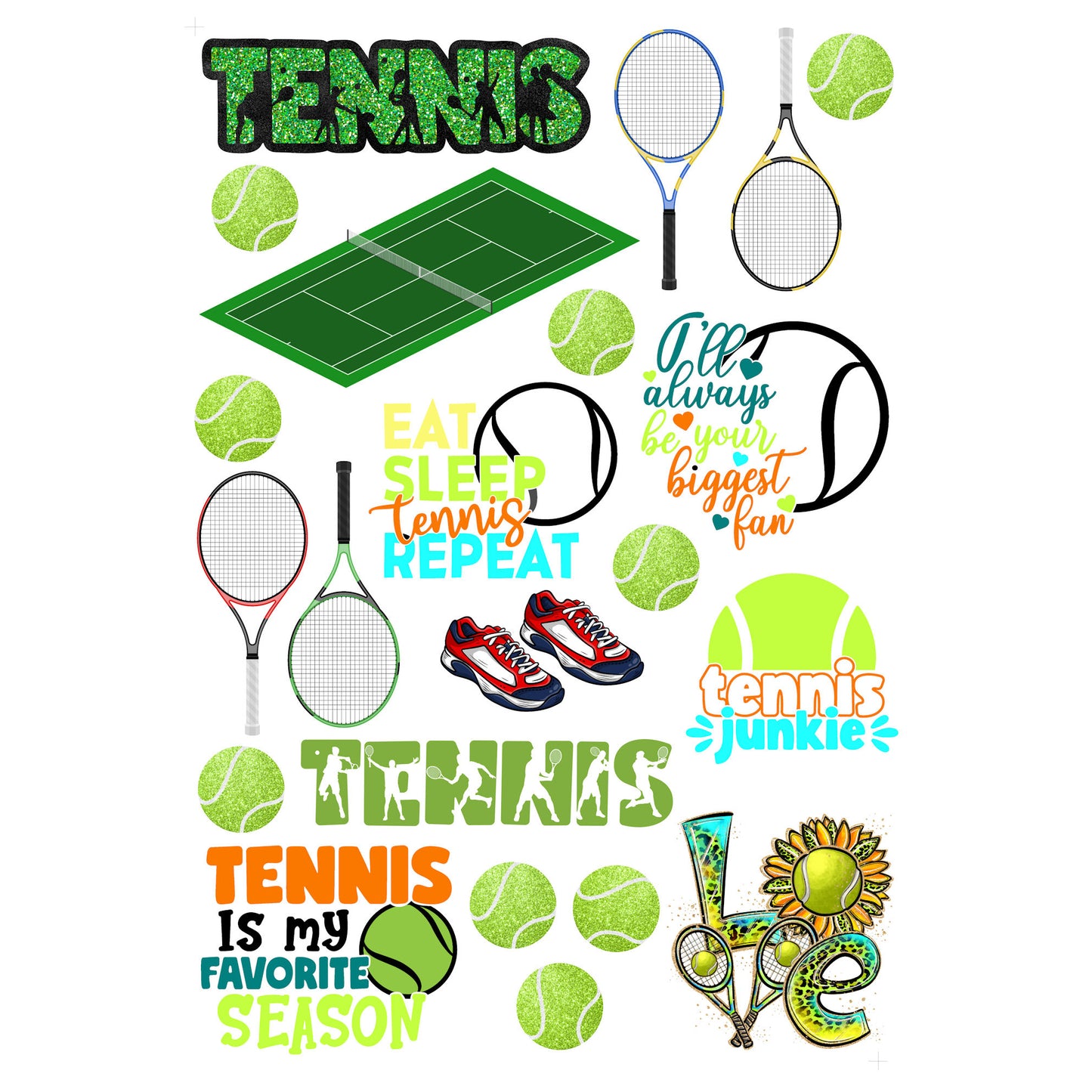Go Big Sports Collection Tennis Laser Cut Scrapbook Ephemera Embellishments by SSC Designs - 3 Packs