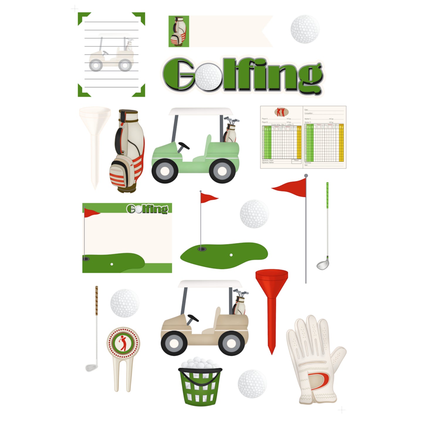 Golfing Collection Laser Cut Scrapbook Ephemera Embellishments by SSC Designs - 3 Packs