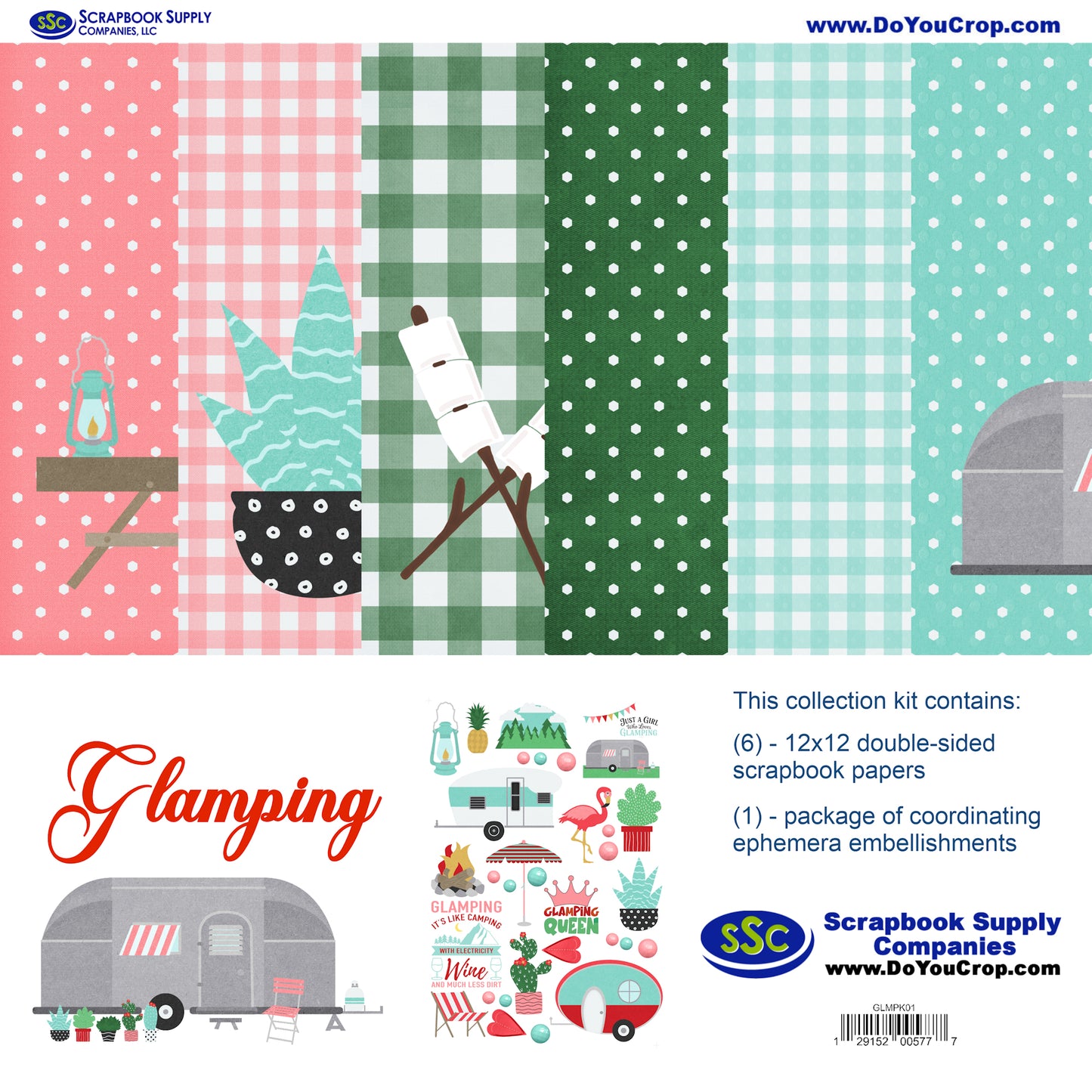 Glamping 12 x 12 Scrapbook Paper & Embellishment Kit by SSC Designs - 3 Kits