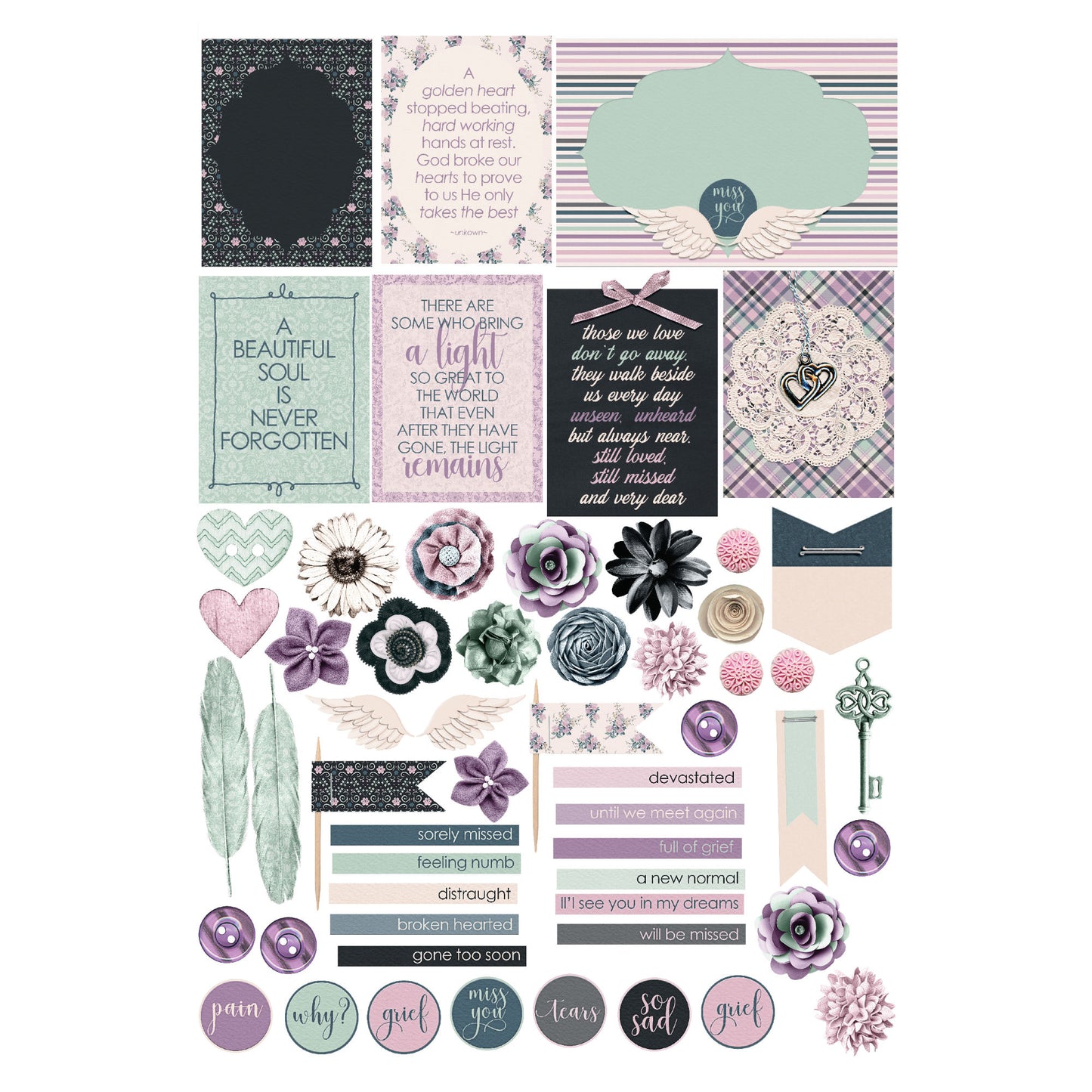 Gone But Not Forgotten Collection Laser Cut Scrapbook Ephemera Embellishments by SSC Designs - 3 Packs
