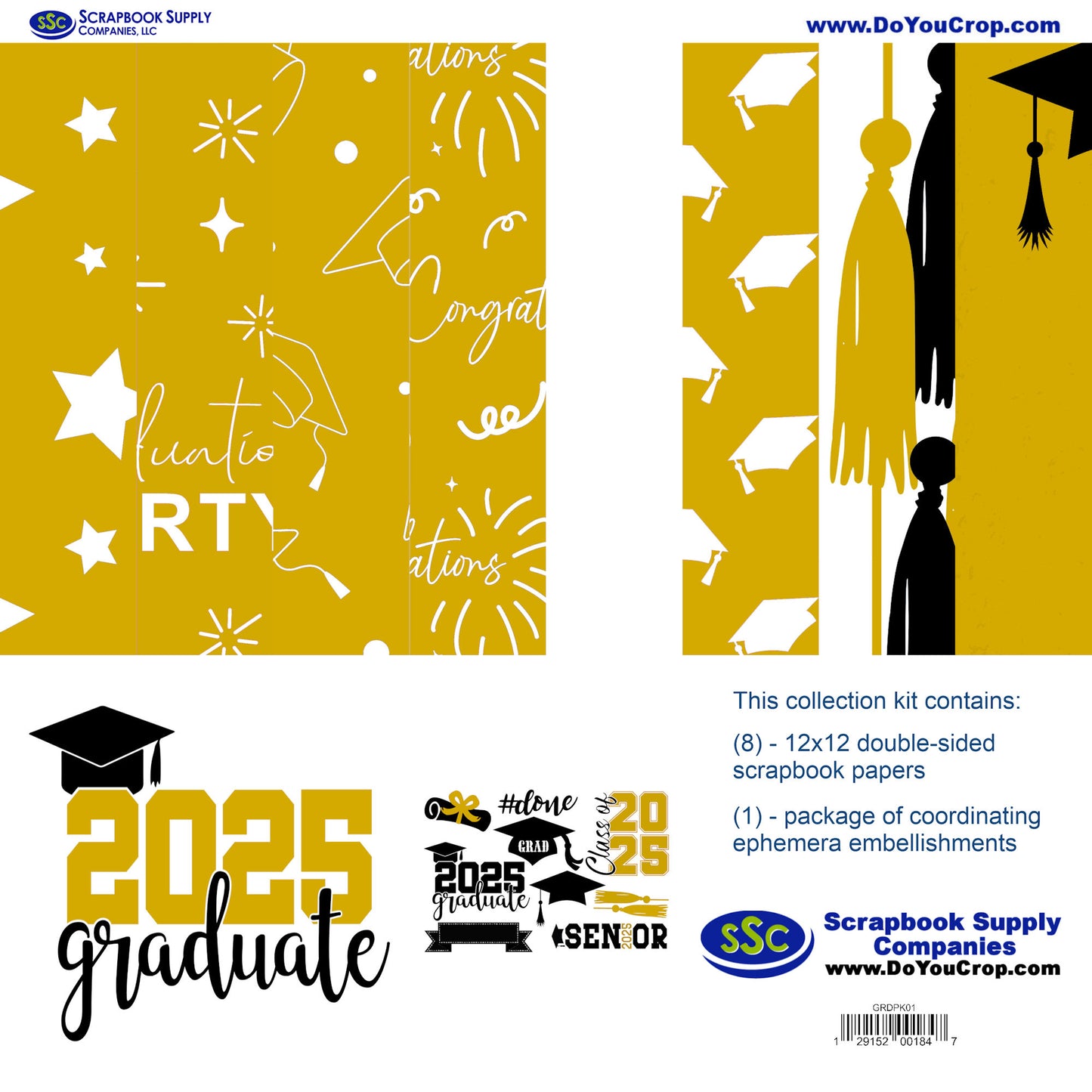 Graduate 2025 12 x 12 Scrapbook Paper & Embellishment Kit by SSC Designs - 3 Kits