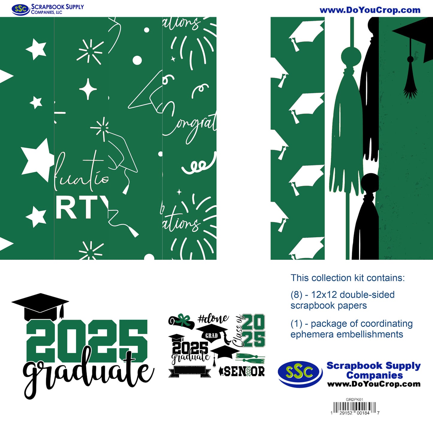 Graduate 2025 12 x 12 Scrapbook Paper & Embellishment Kit by SSC Designs - 3 Kits