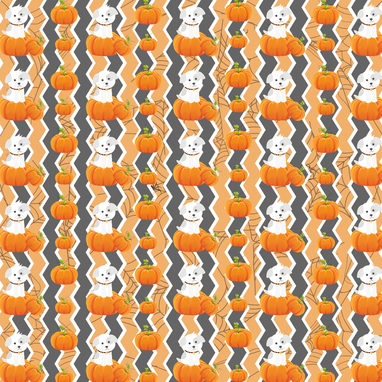 Happy Bow-wow-ween Collection Pumpkin Puppy Poses 12 x 12 Double-Sided Scrapbook Paper by SSC Designs - 15 Pack