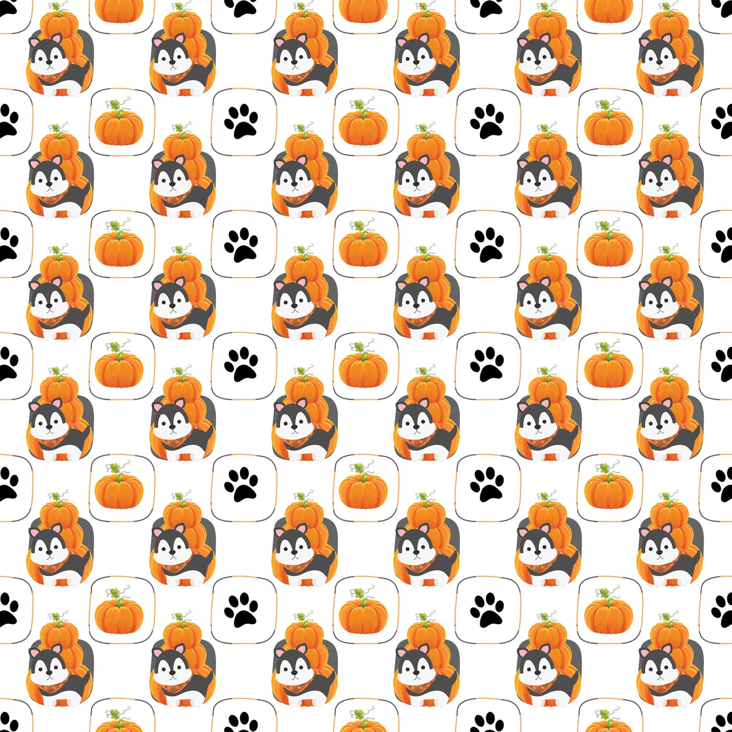 Happy Bow-wow-ween Collection Pumpkin Puppy Poses 12 x 12 Double-Sided Scrapbook Paper by SSC Designs - 15 Pack