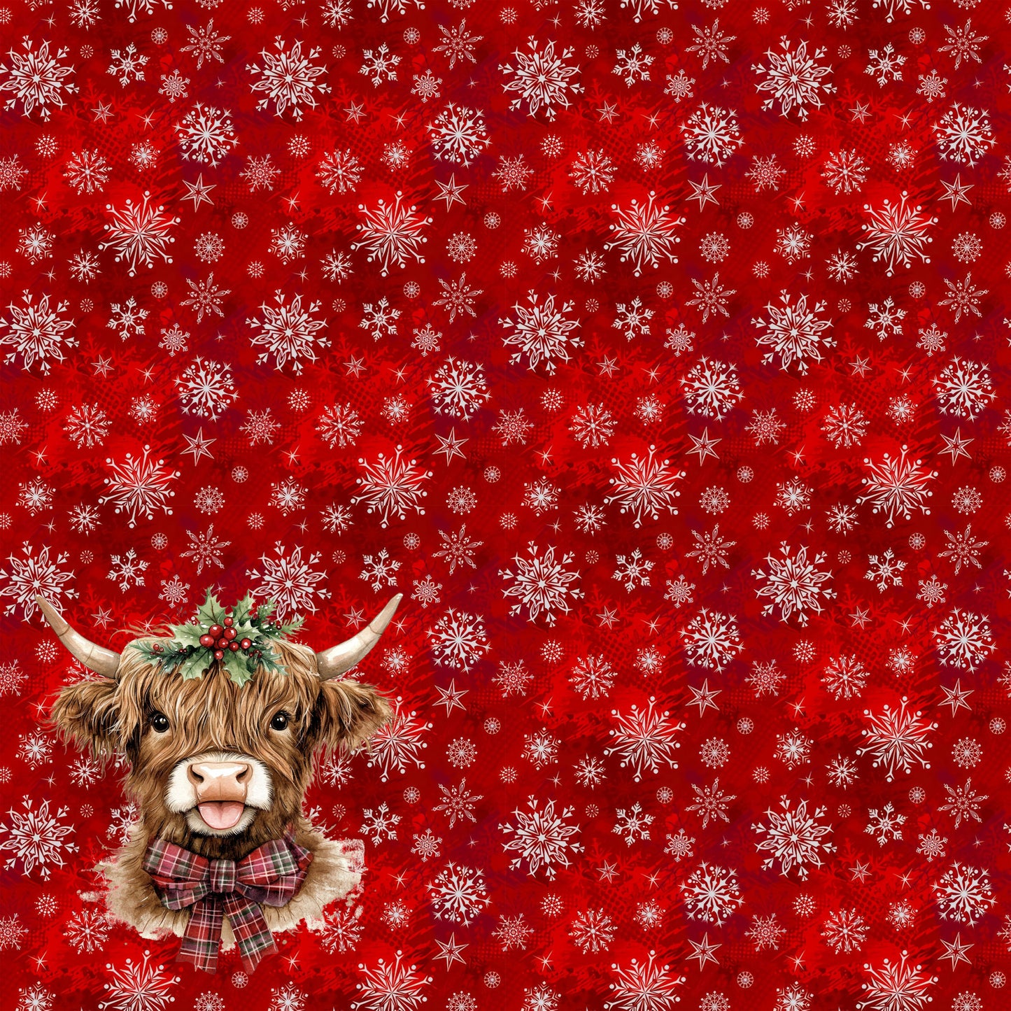 Highland Cow Christmas Collection Holy Cow It's Snowing 12 x 12 Double-Sided Scrapbook Paper by SSC Designs - 15 Pack