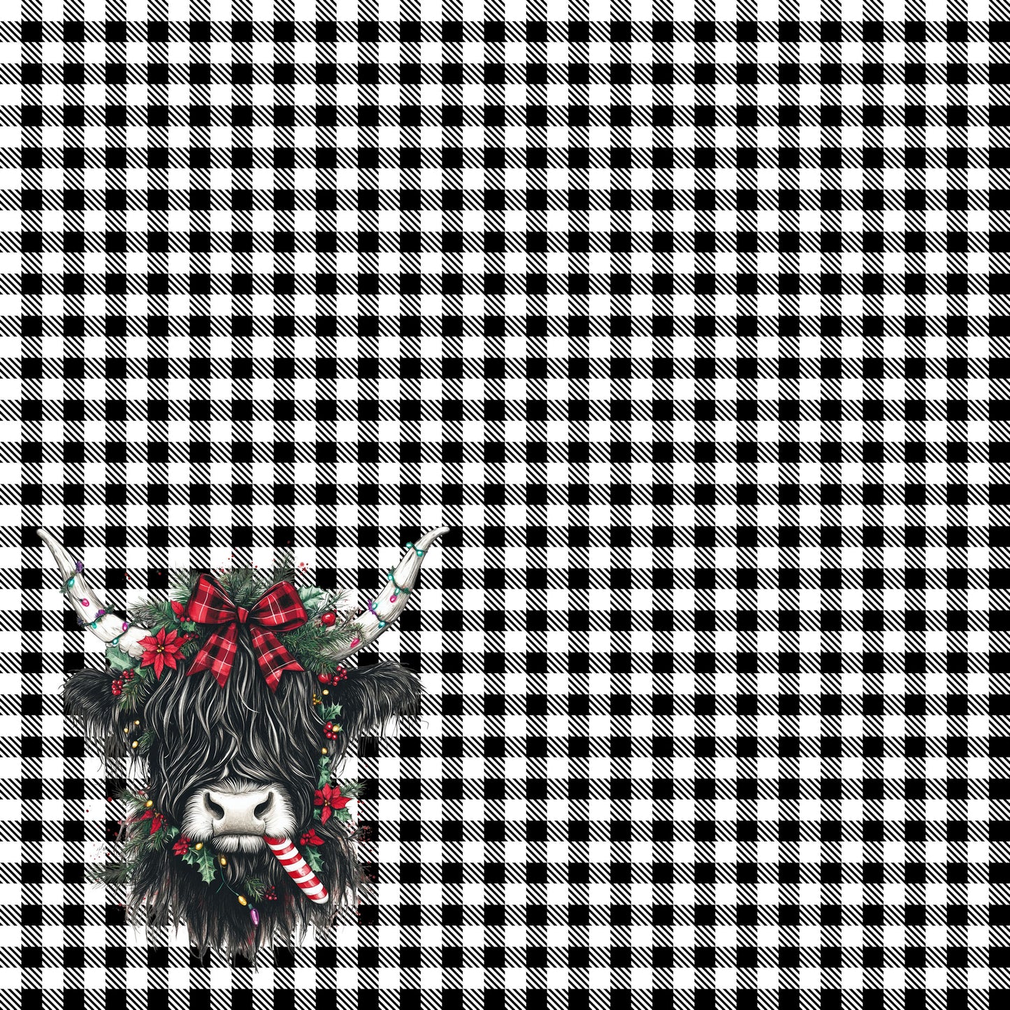 Highland Cow Christmas Collection Highland Cow Plaid 12 x 12 Double-Sided Scrapbook Paper by SSC Designs - 15 Pack