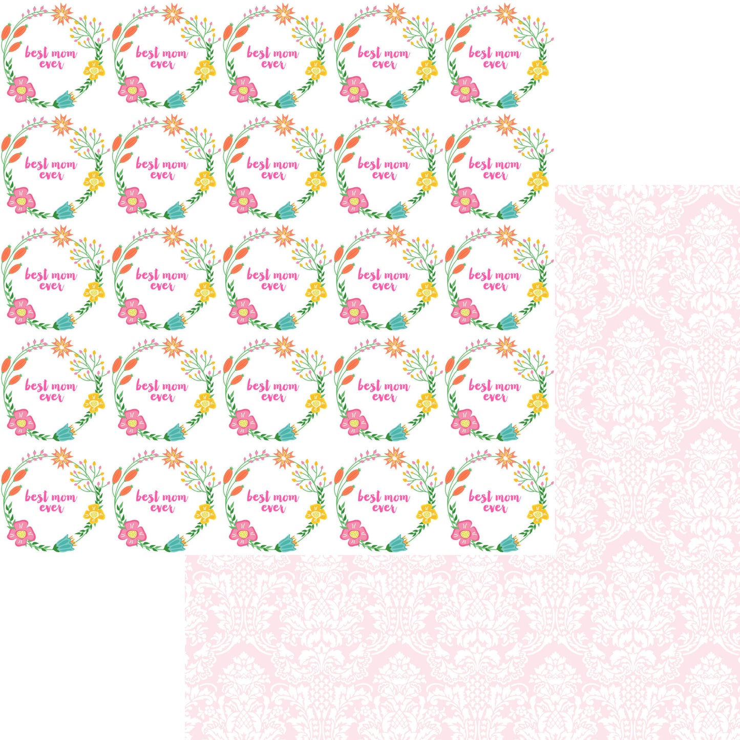Happy Mother's Day Collection Best Mom Ever 12 x 12 Double-Sided Scrapbook Paper by SSC Designs - 15 Pack