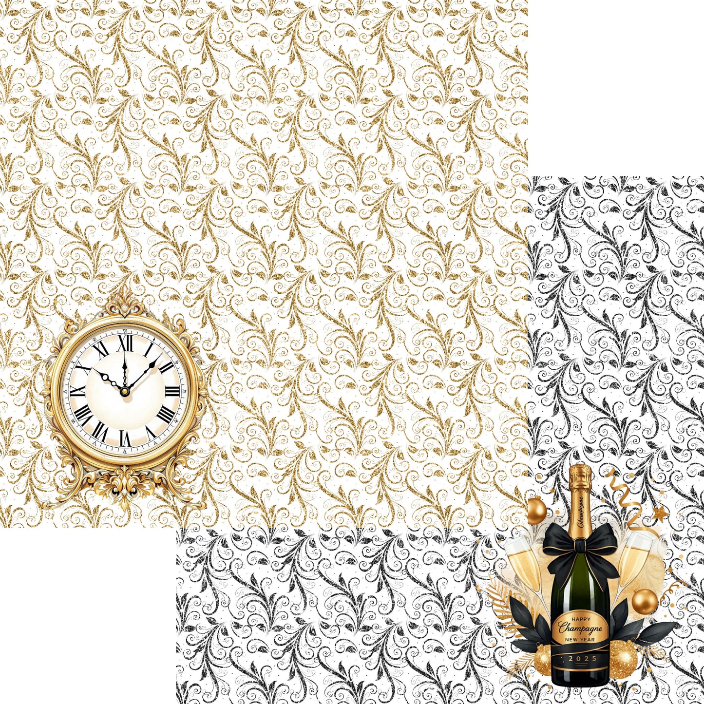 Happy New Year 2025 Collection Countdown 12 x 12 Double-Sided Scrapbook Paper by SSC Designs - 15 Pack