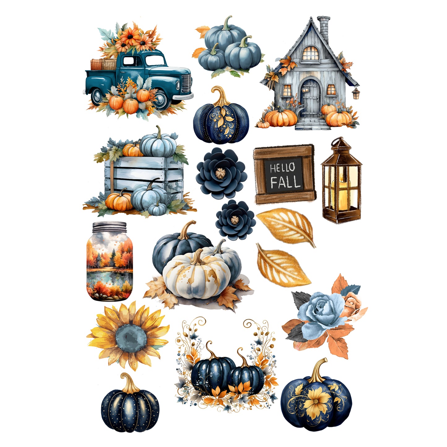 Indigo Fall Collection Laser Cut Scrapbook Ephemera Embellishments by SSC Designs - 3 Packs