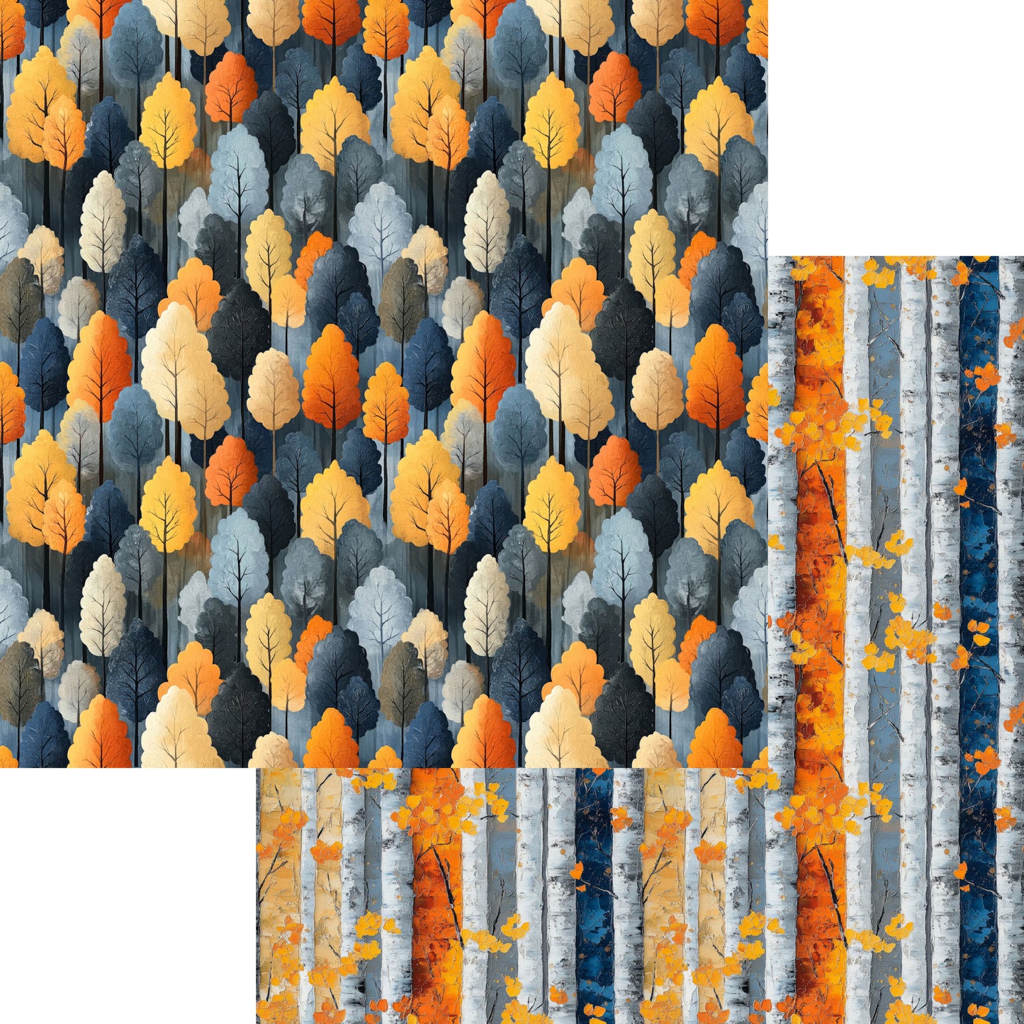 Indigo Fall Collection Beautiful Birch 12 x 12 Double-Sided Scrapbook Paper by SSC Designs - 15 Pack