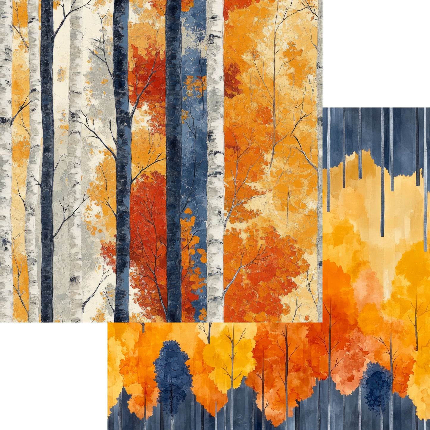 Indigo Fall Collection Falling Leaves 12 x 12 Double-Sided Scrapbook Paper by SSC Designs - 15 Pack